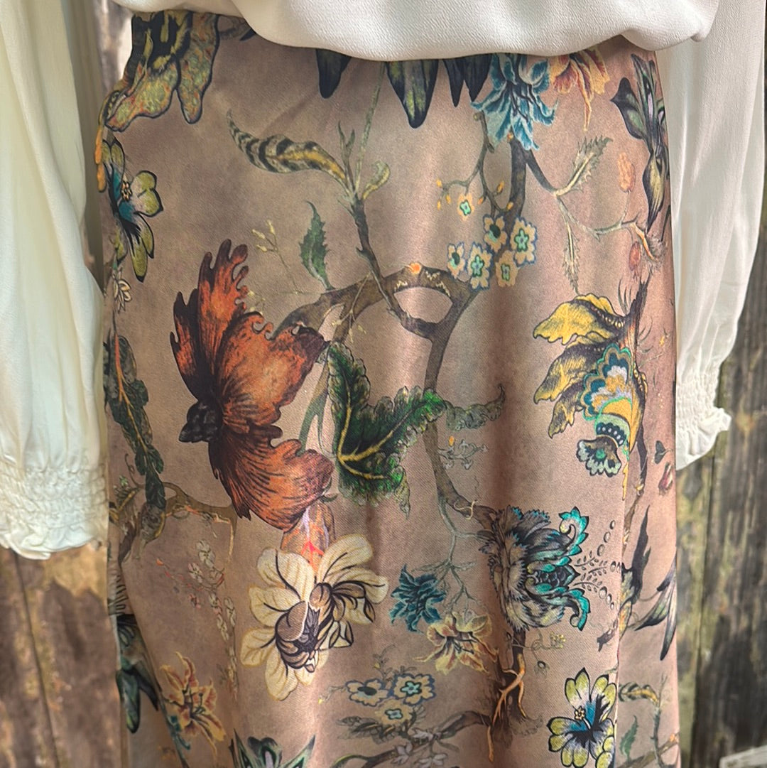 Love From Italy Enchanted Floral Skirt Taupe