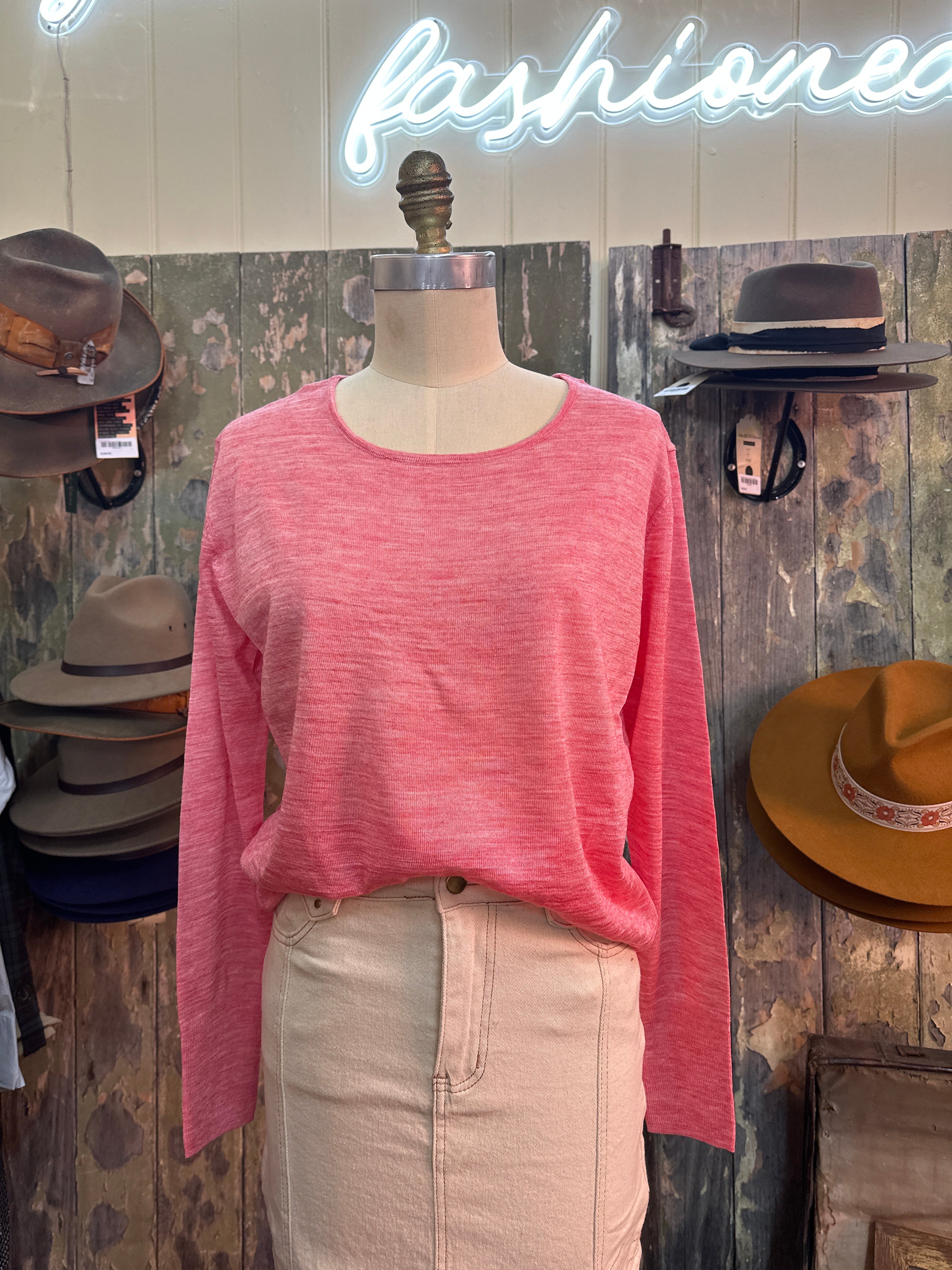 x 365 Days Ava Crew Wool Mix Basic Rose Pink