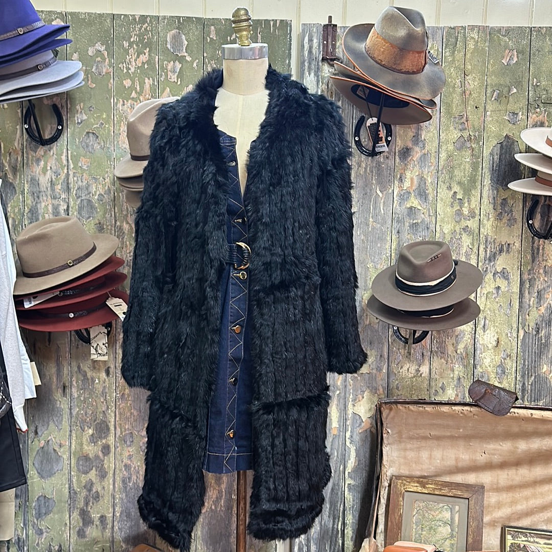 365 Days Black Rabbit Fur Cardigan