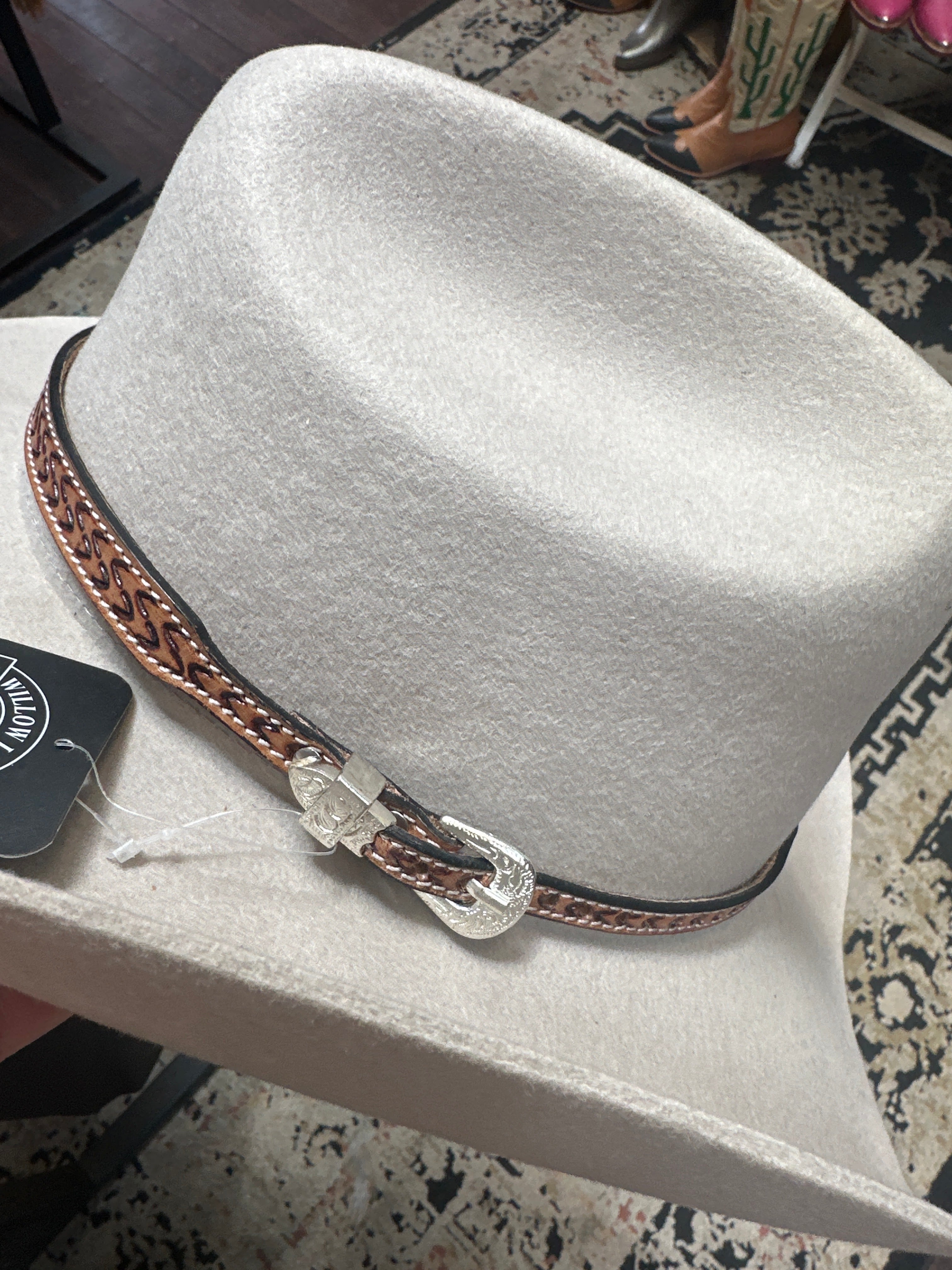 Brown Leather Stamped Hat Band