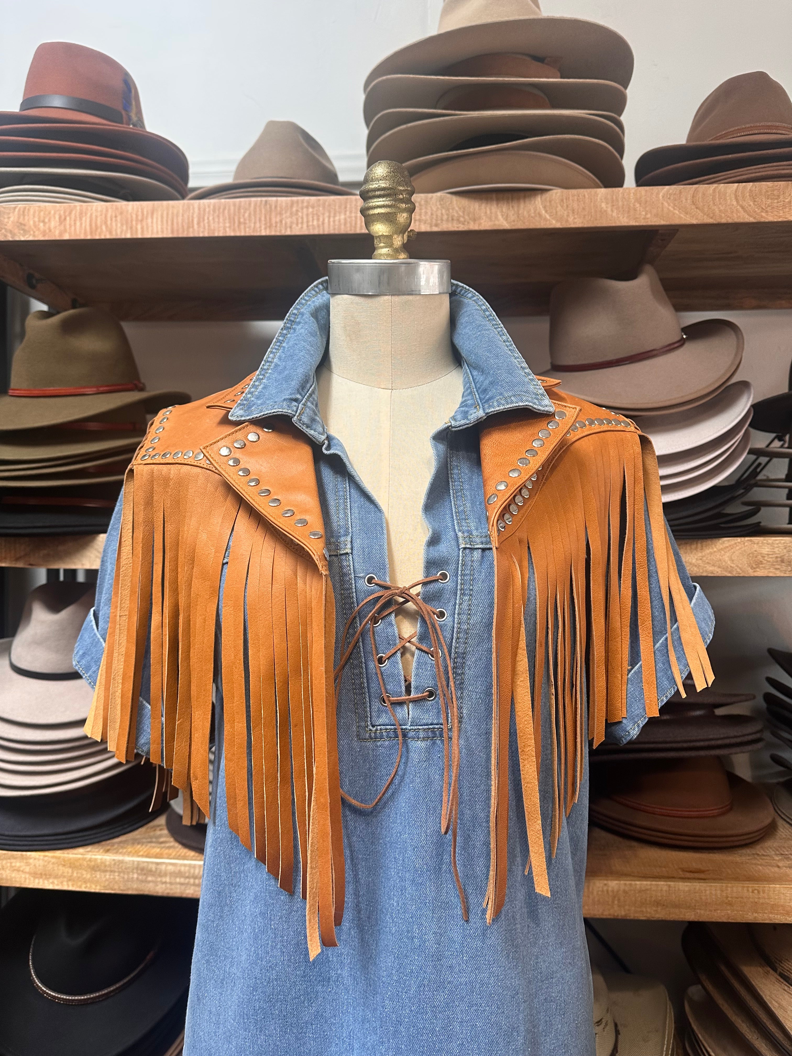 Urban Dust Star Fringe Leather Cape