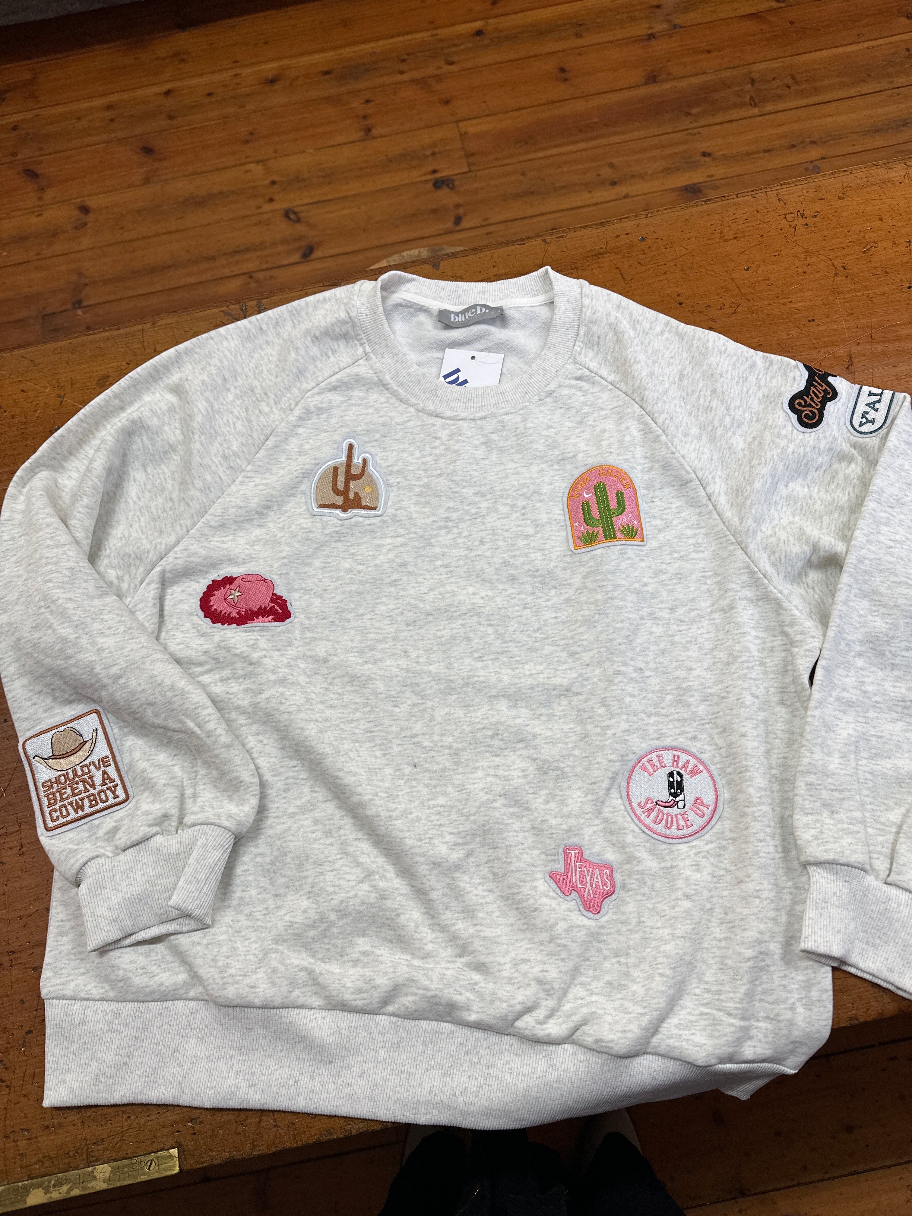 Blue B Cowboy Patch Casual Sweater