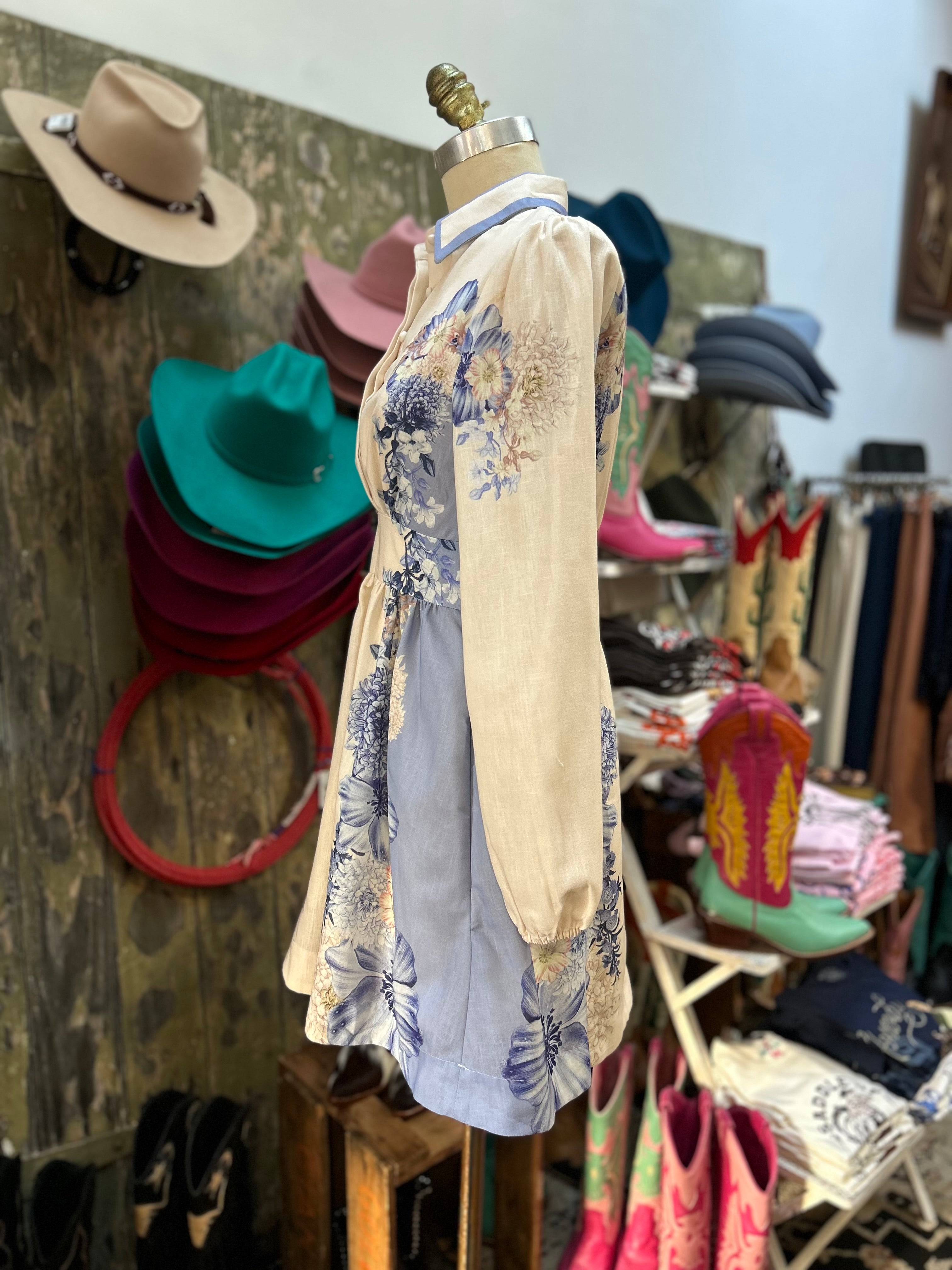 Love Stitch Blue Floral panel Dress