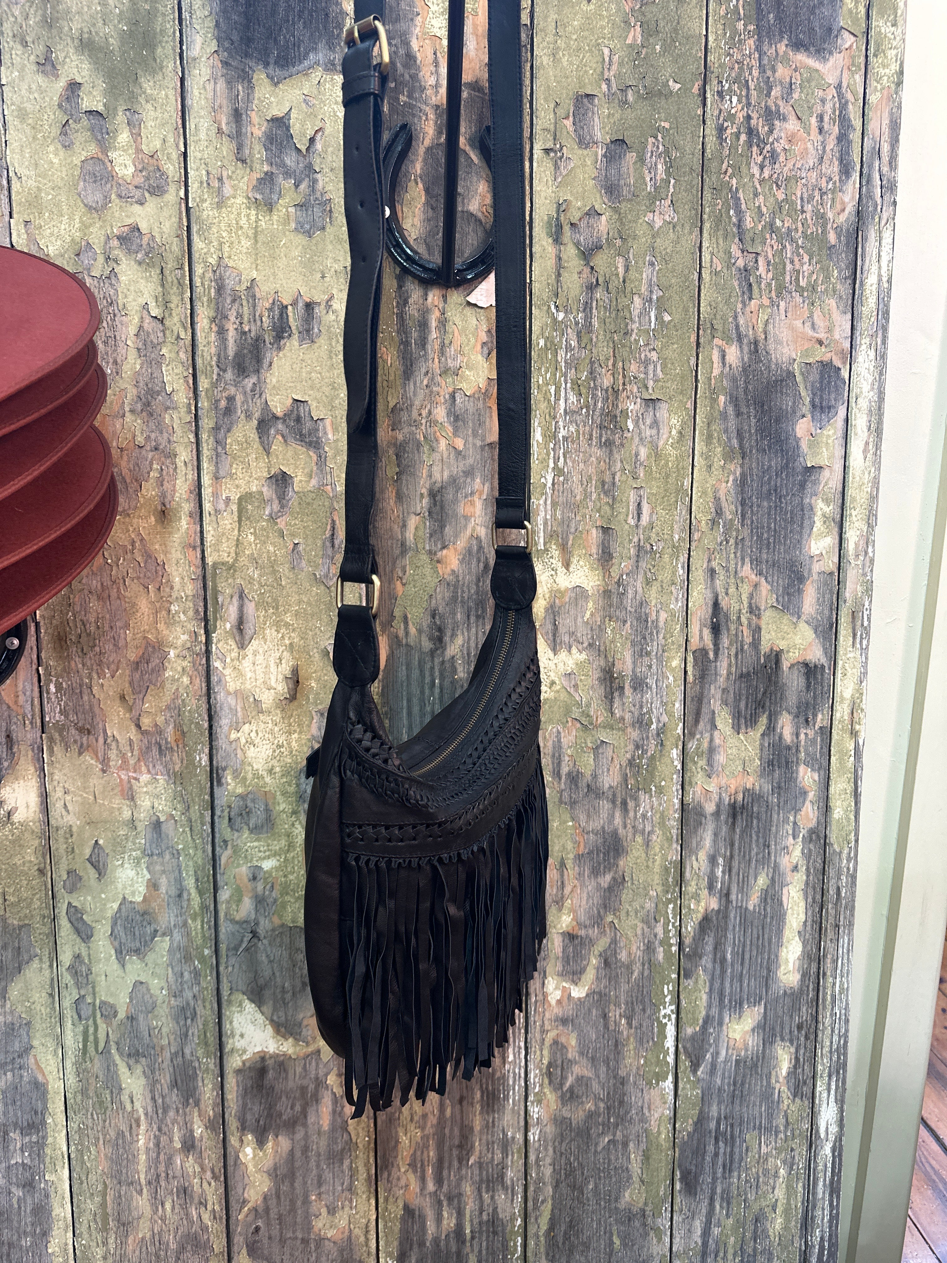 Urban Dust Calf Leather Fringe and Plaited Detail Bag.