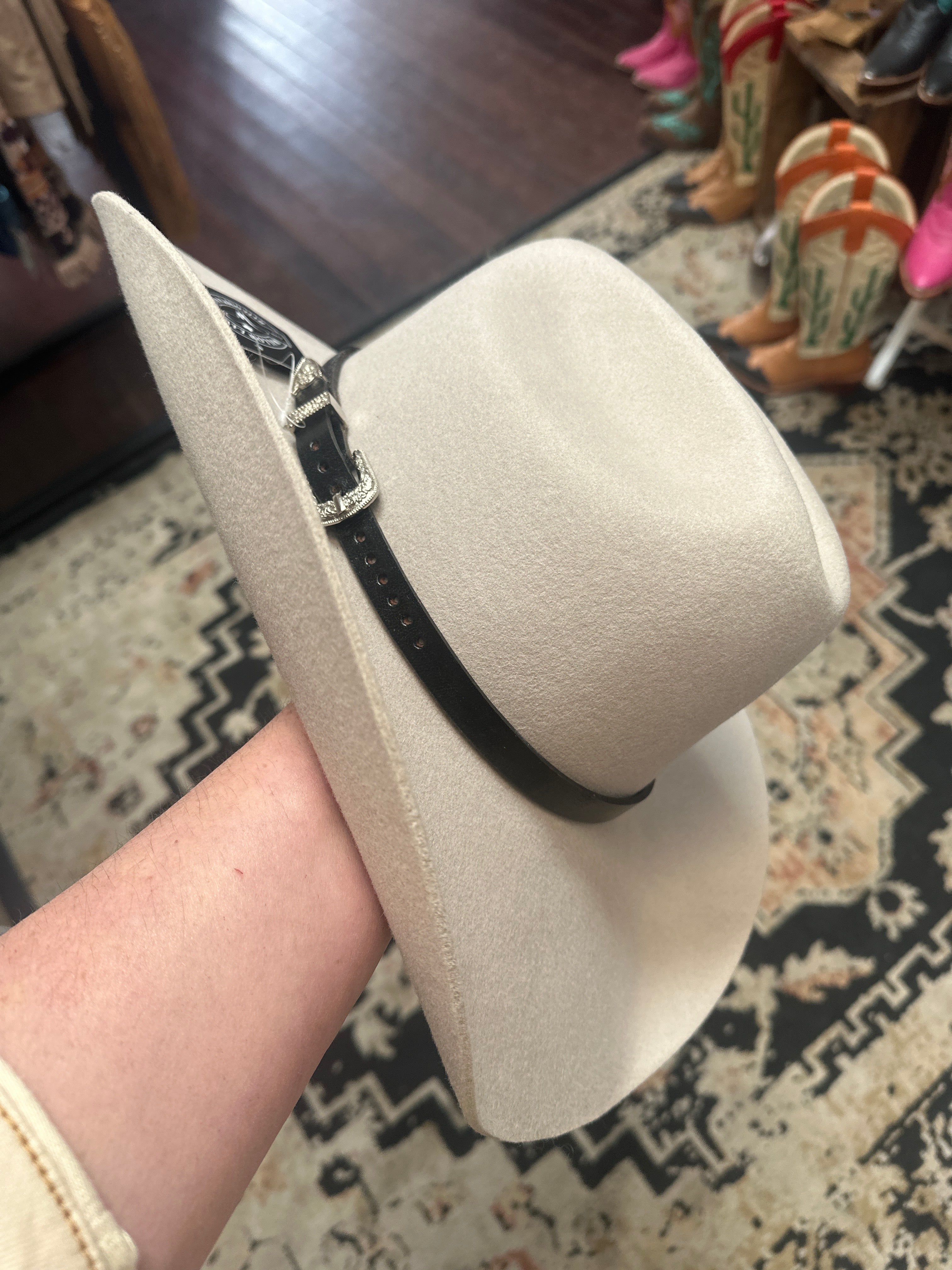 Black leather western cash hat band
