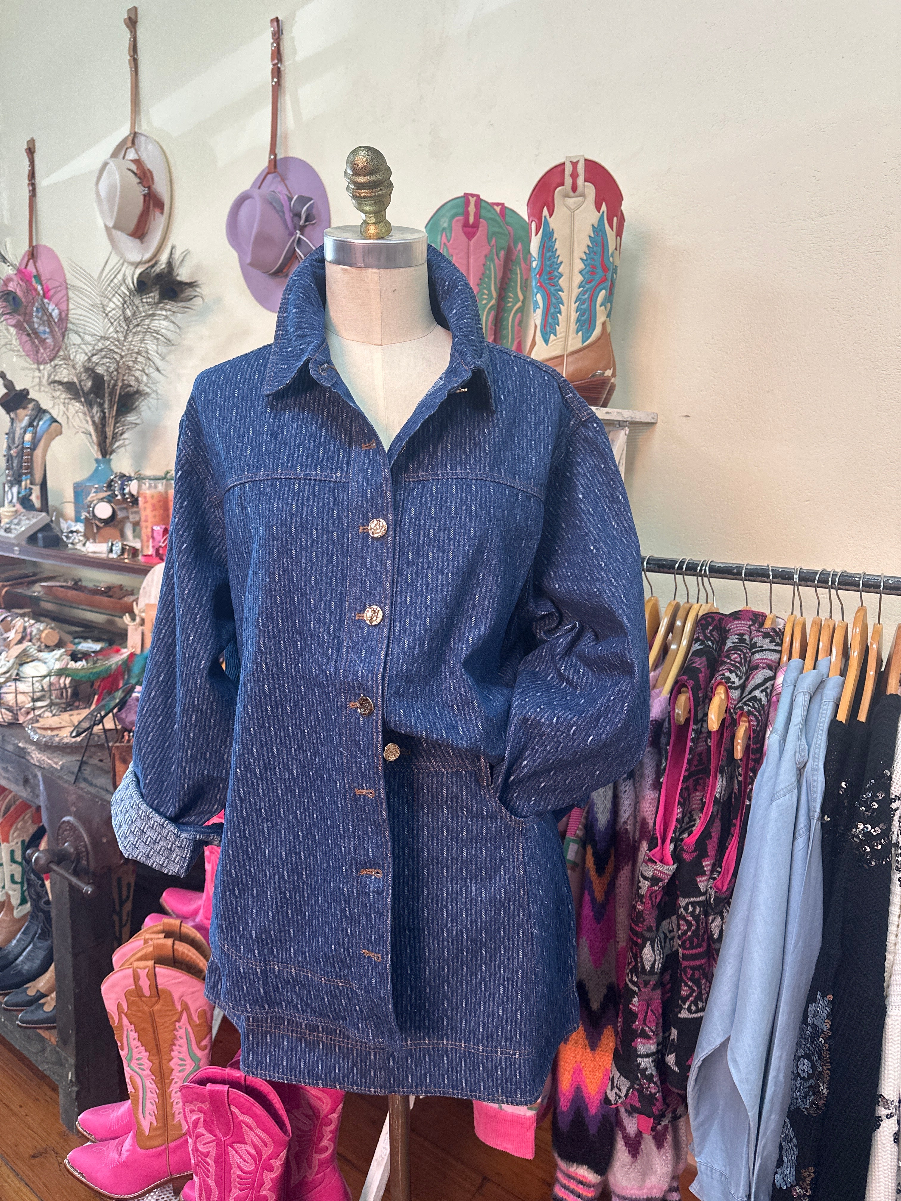 All About May Denim Stitch Detail Shirt / Shacket