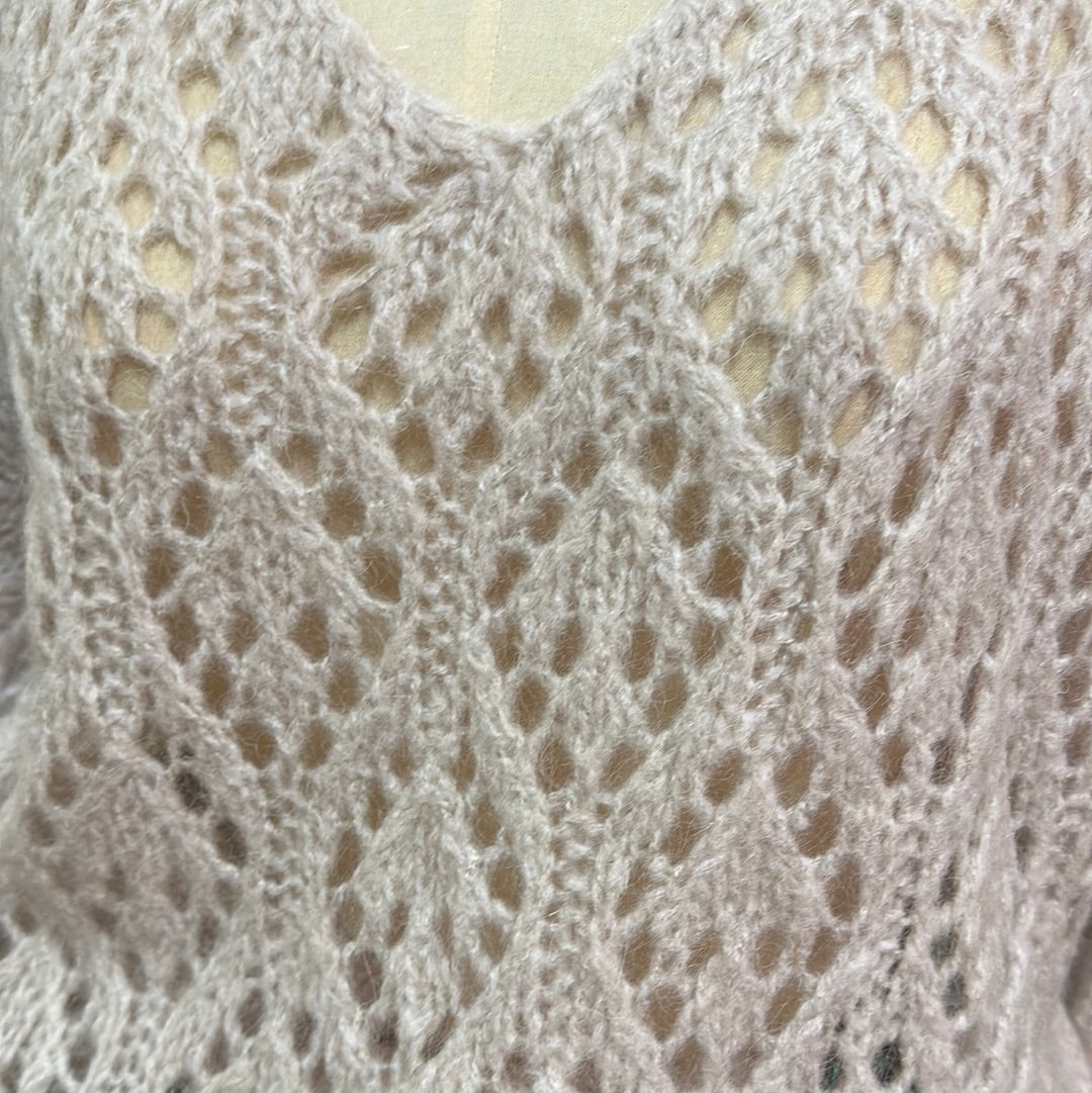 Urban Luxury Mohair Decorative Weave Mohair Mix V Neck Jumper Natural