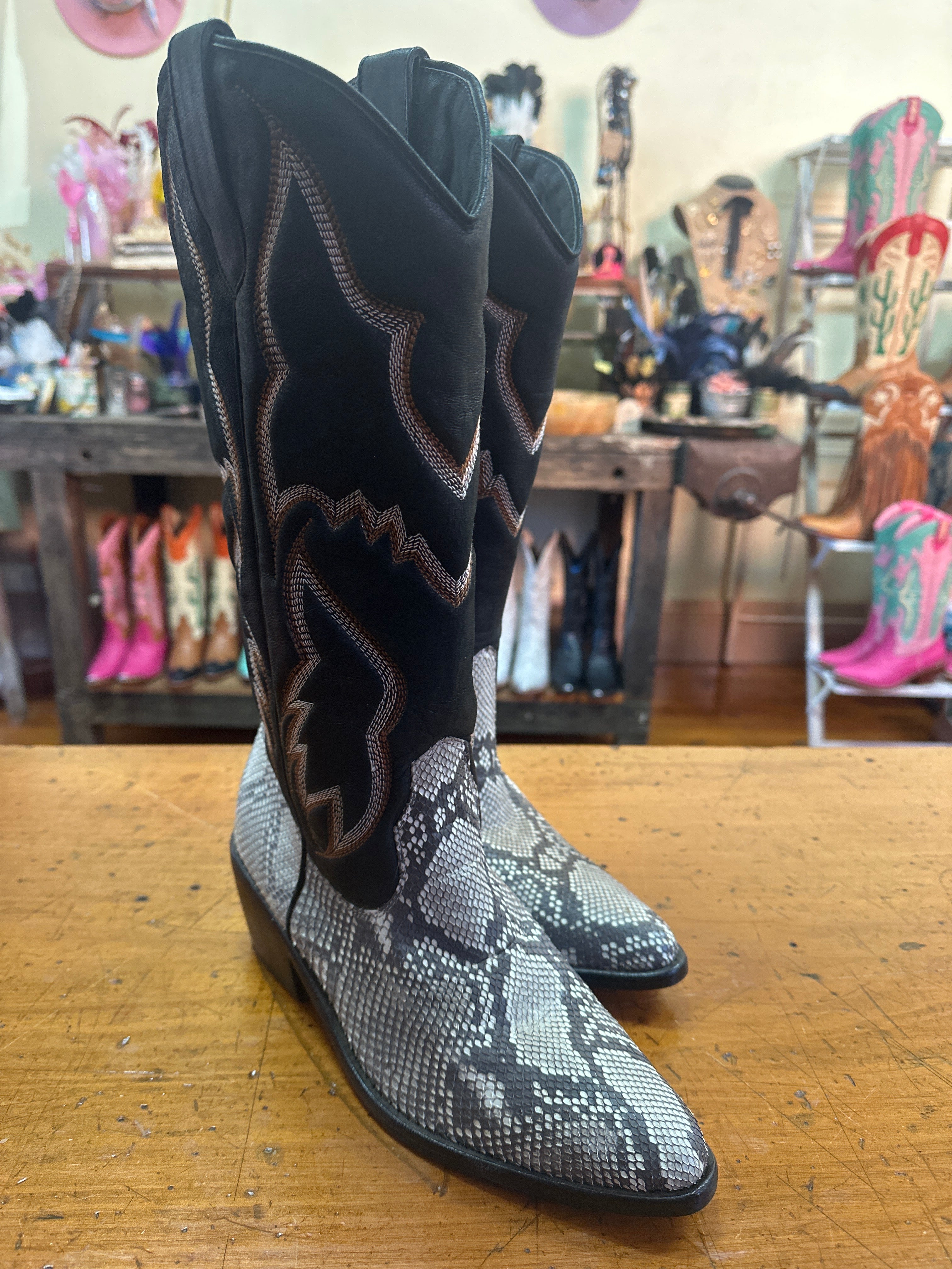 Python Leather Cowgirl Boots
