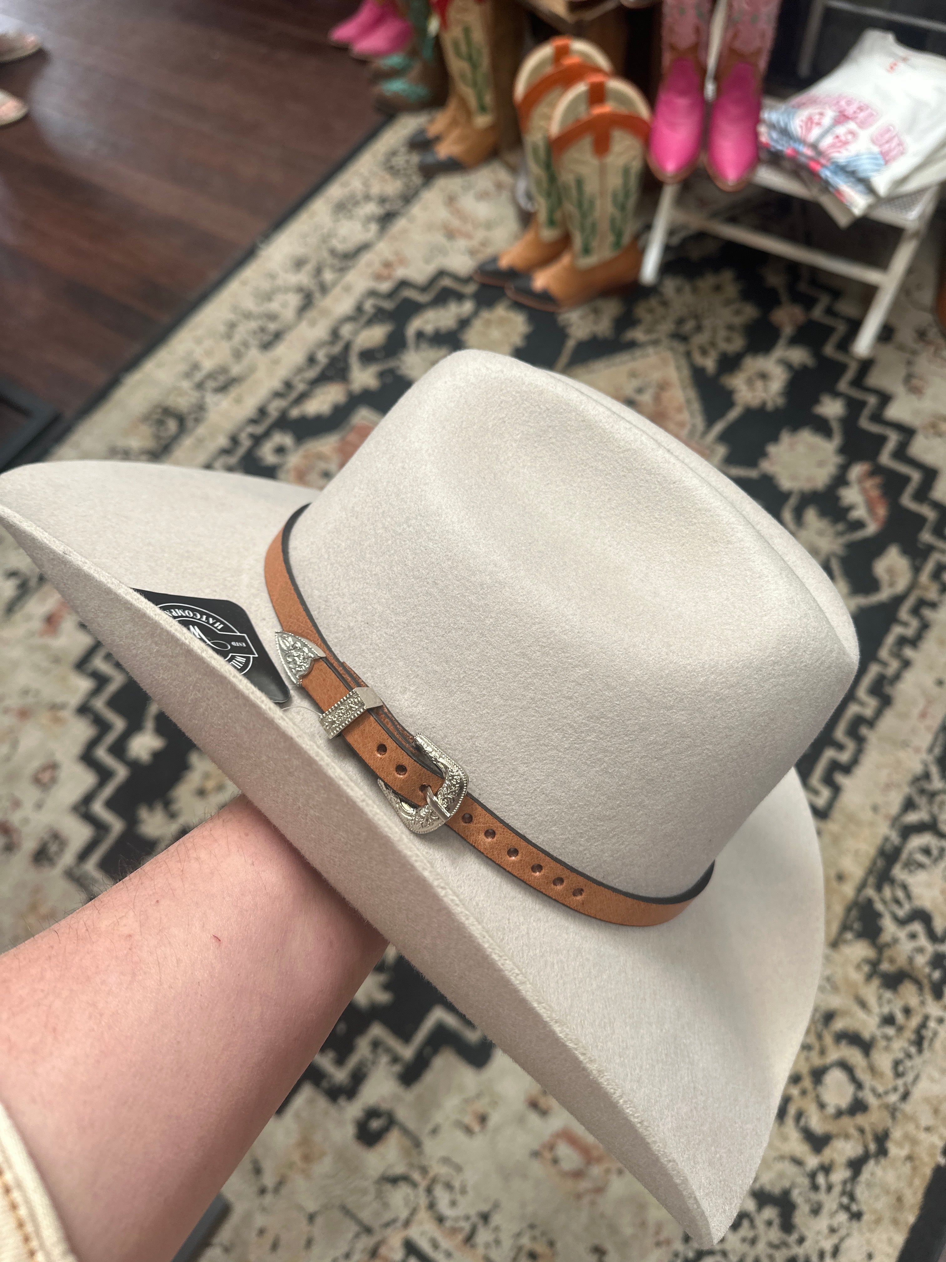 Western Brown leather Hank Hat Band