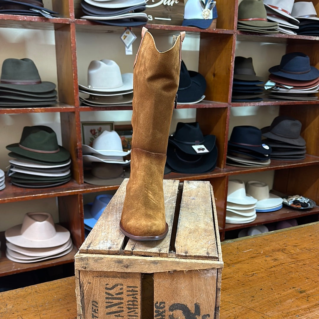 Viguera Vitelo Tabac Mid Calf Suede Boot