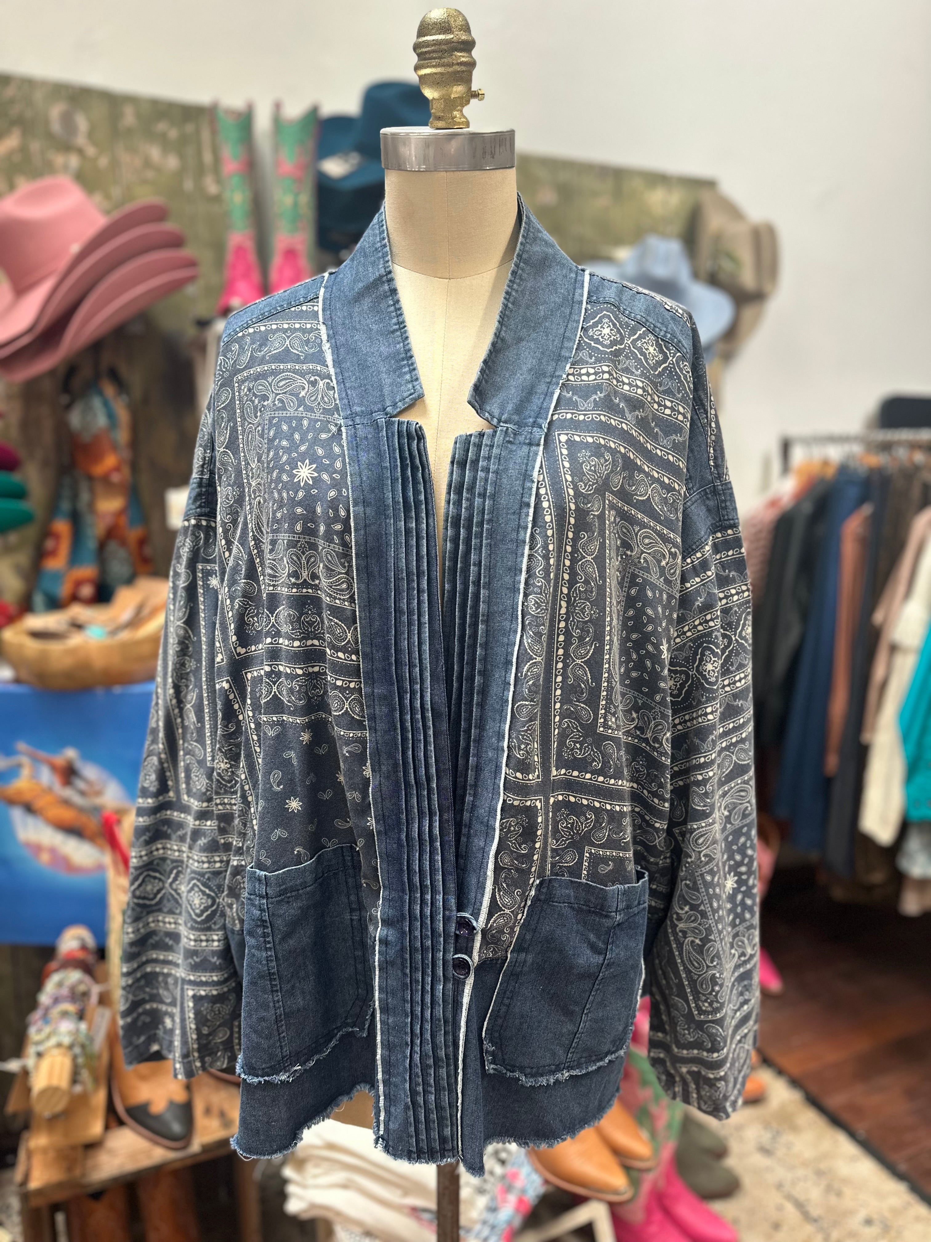 Alex Paisley Denim Swing Jacket