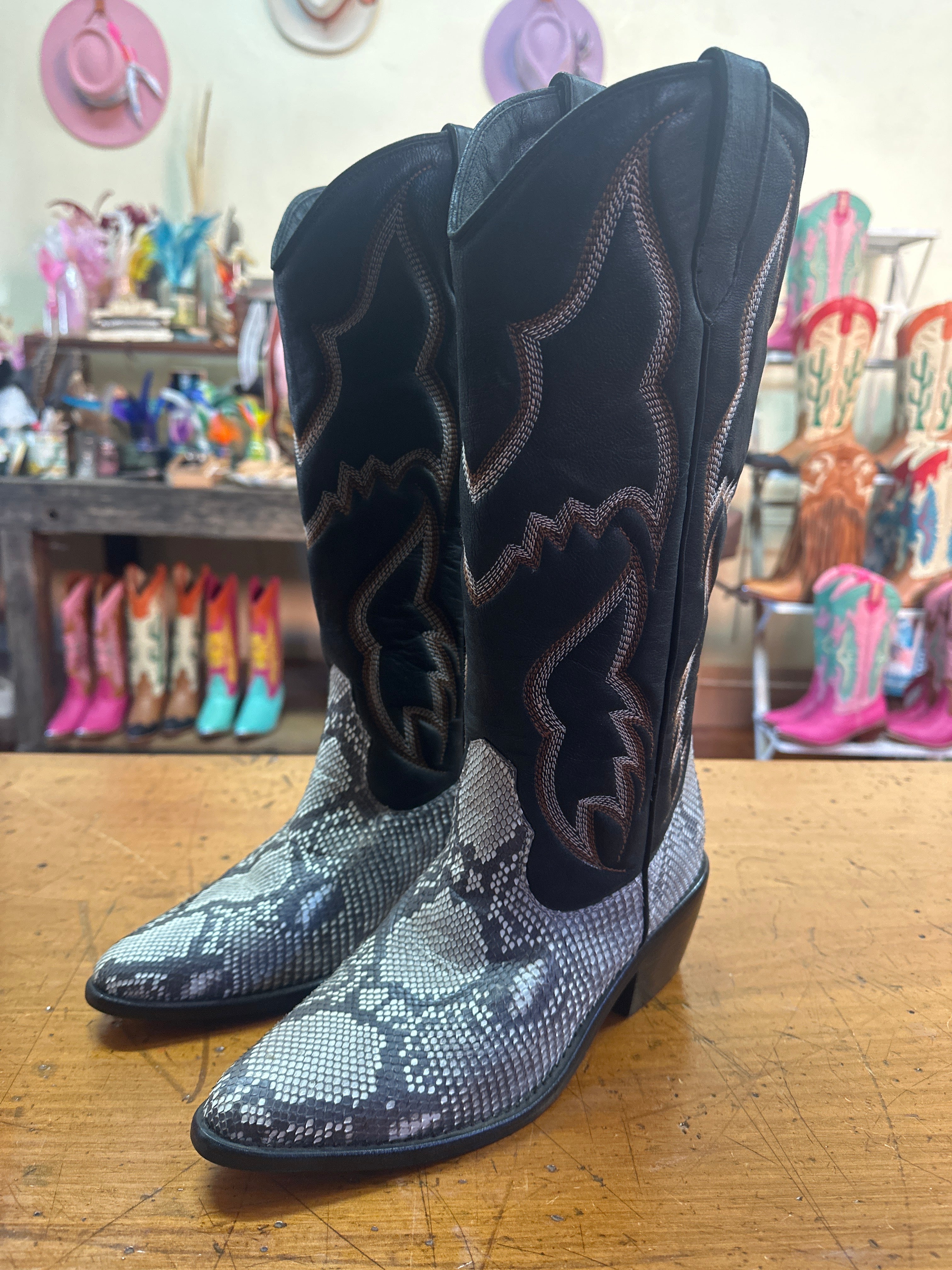 Python Leather Cowgirl Boots