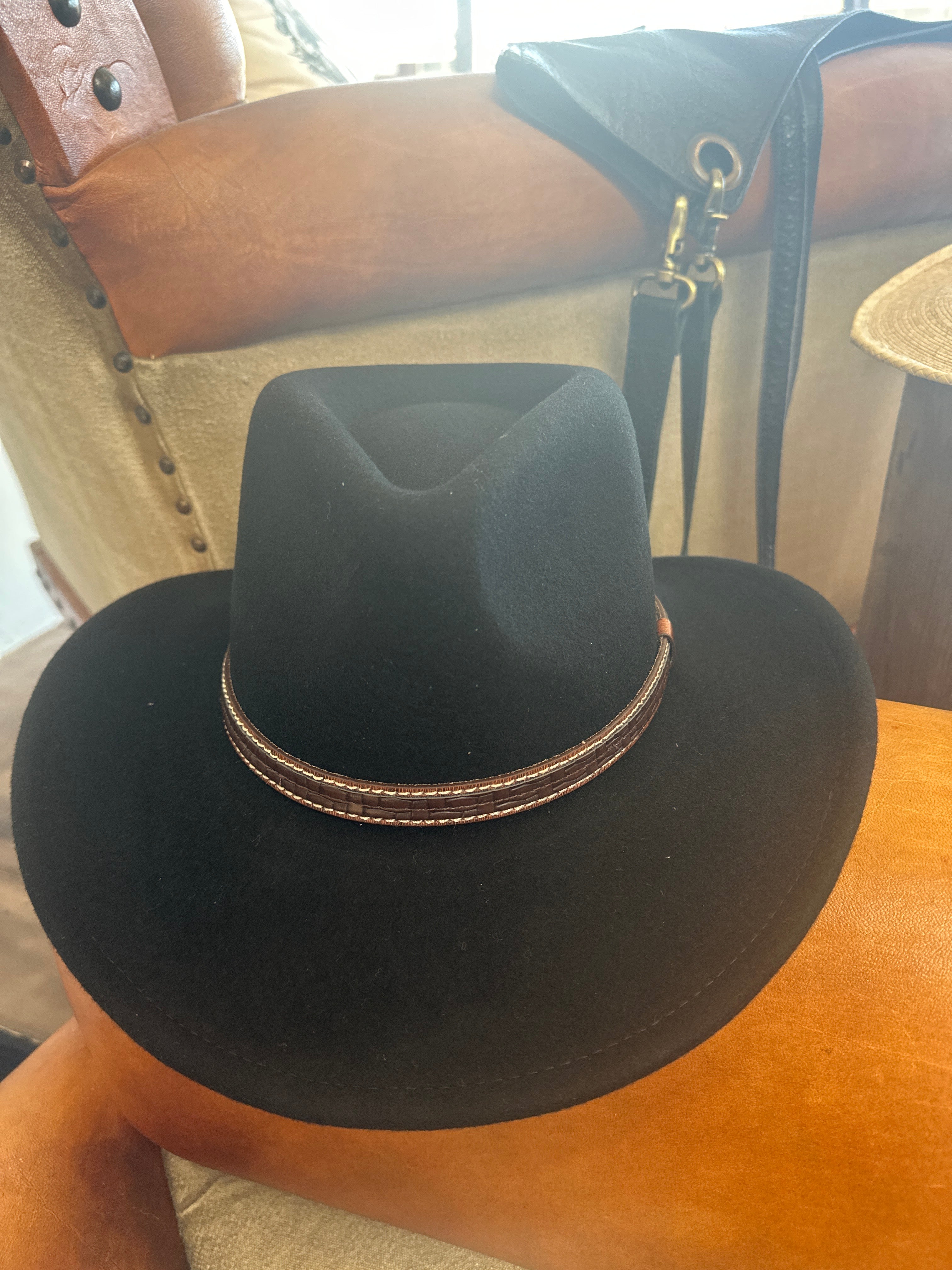 Western Felt Fedora - SF359 - Textured Crocodile Hat Band