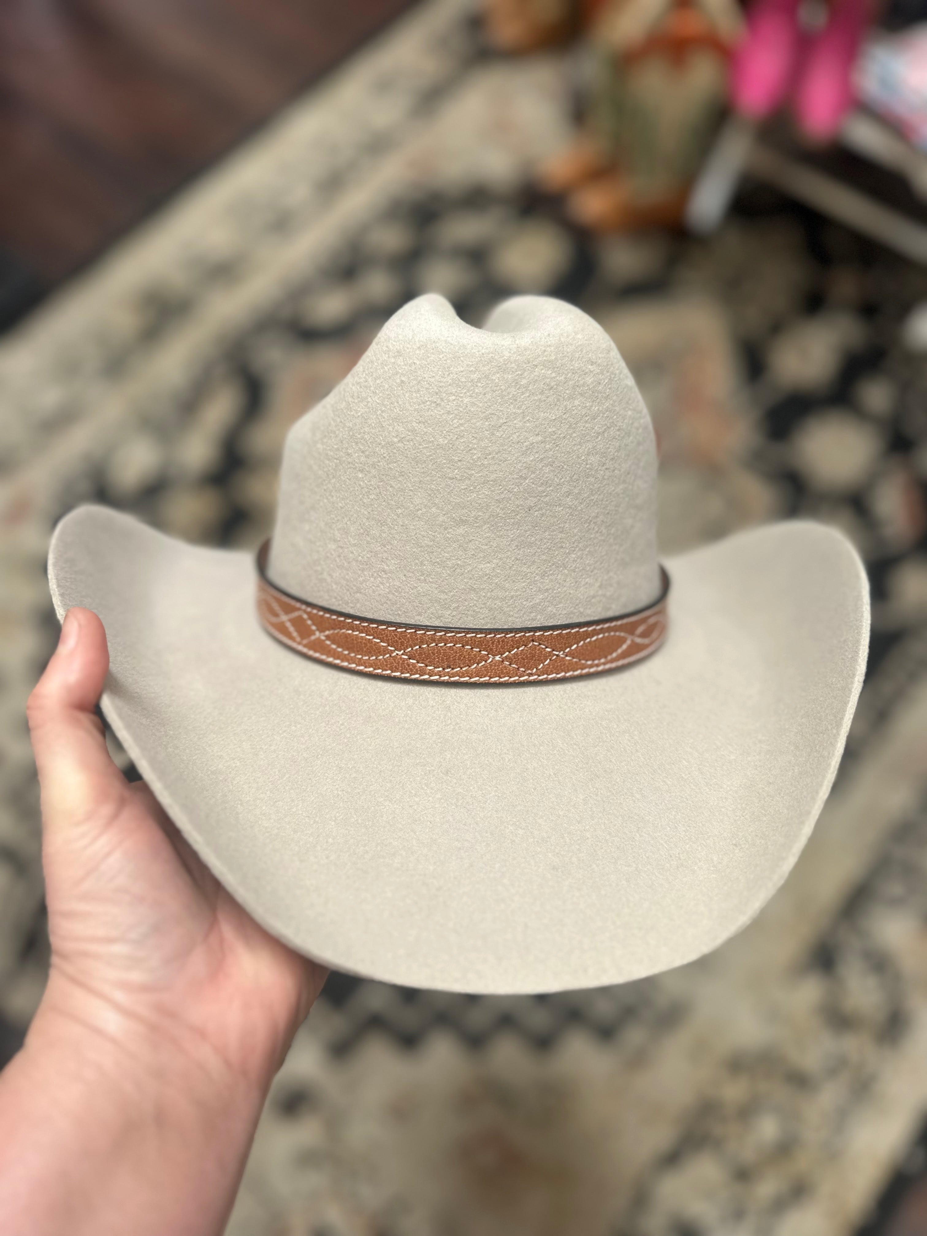 Brown Boot Stitch Leather Hat Band