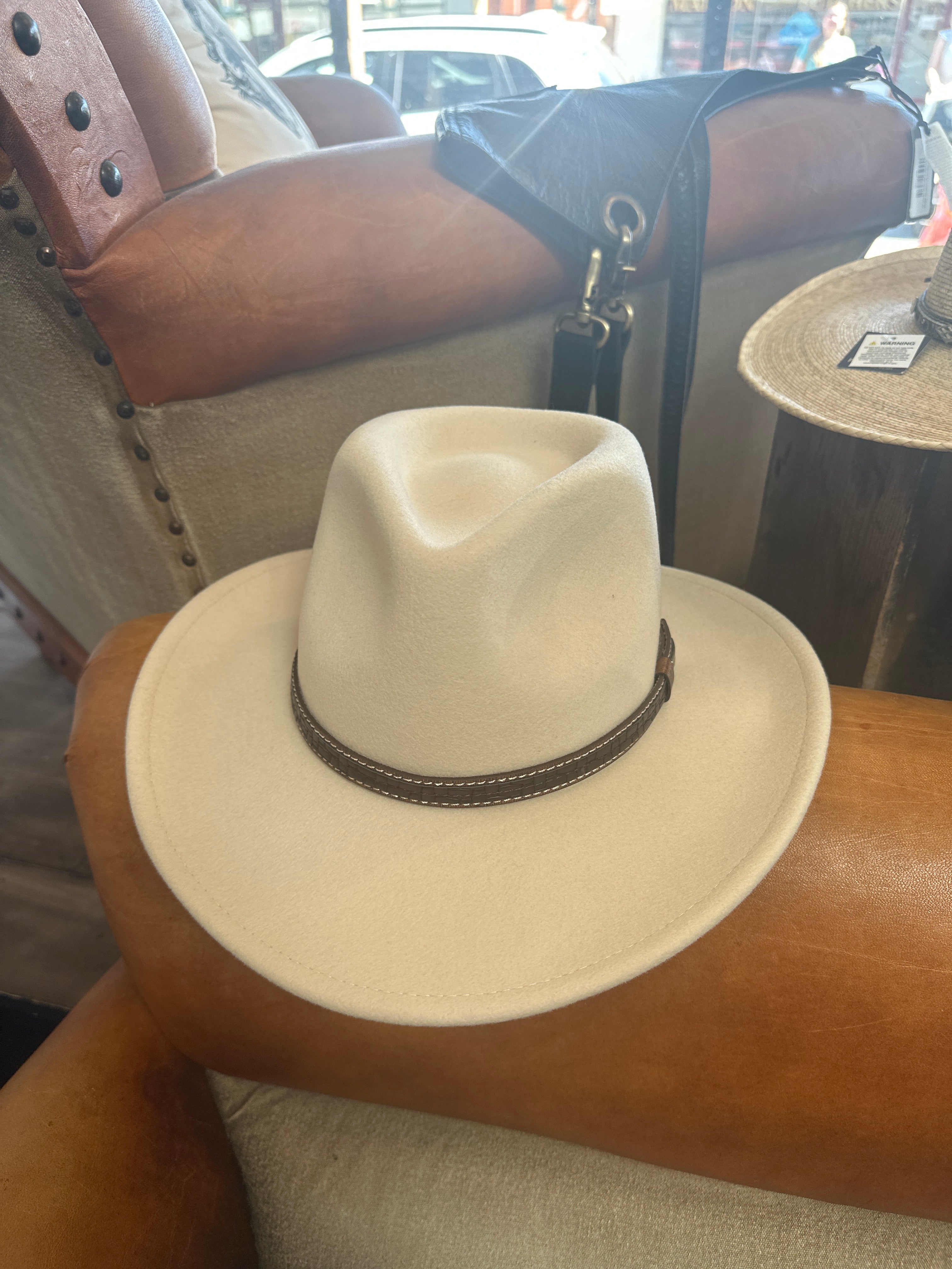 Western Felt Fedora - SF359 - Textured Crocodile Hat Band