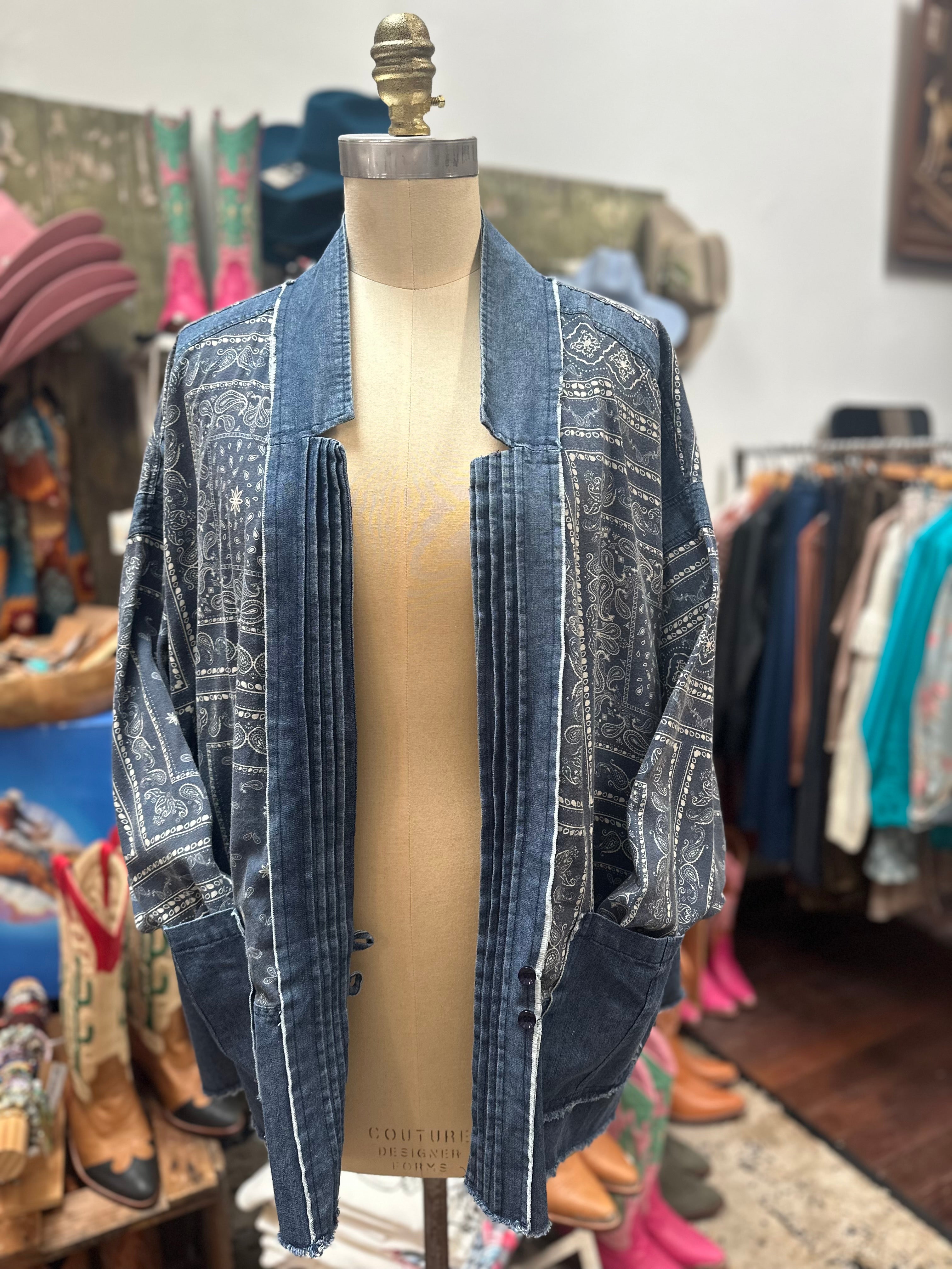 Alex Paisley Denim Swing Jacket