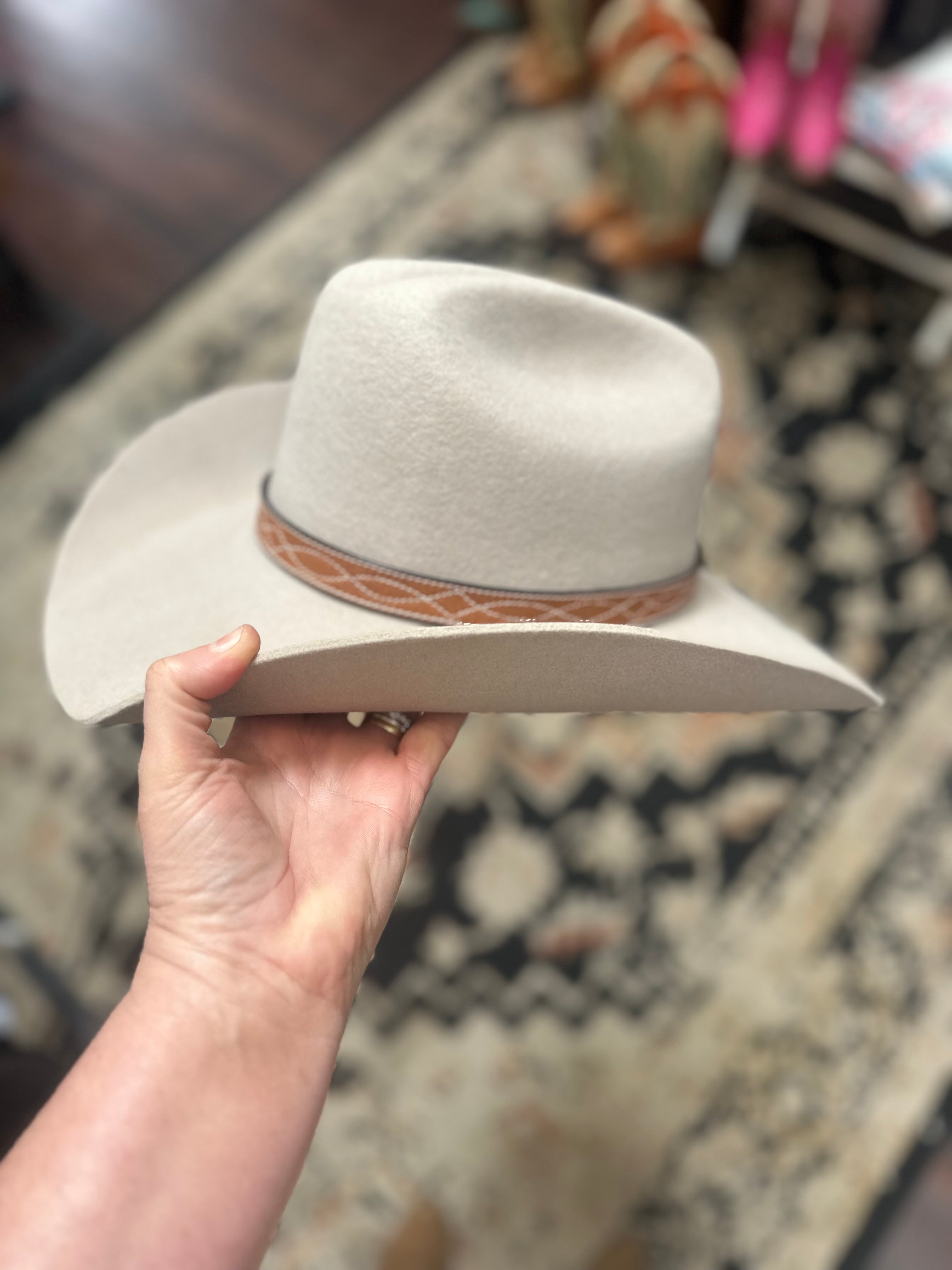 Brown Boot Stitch Leather Hat Band