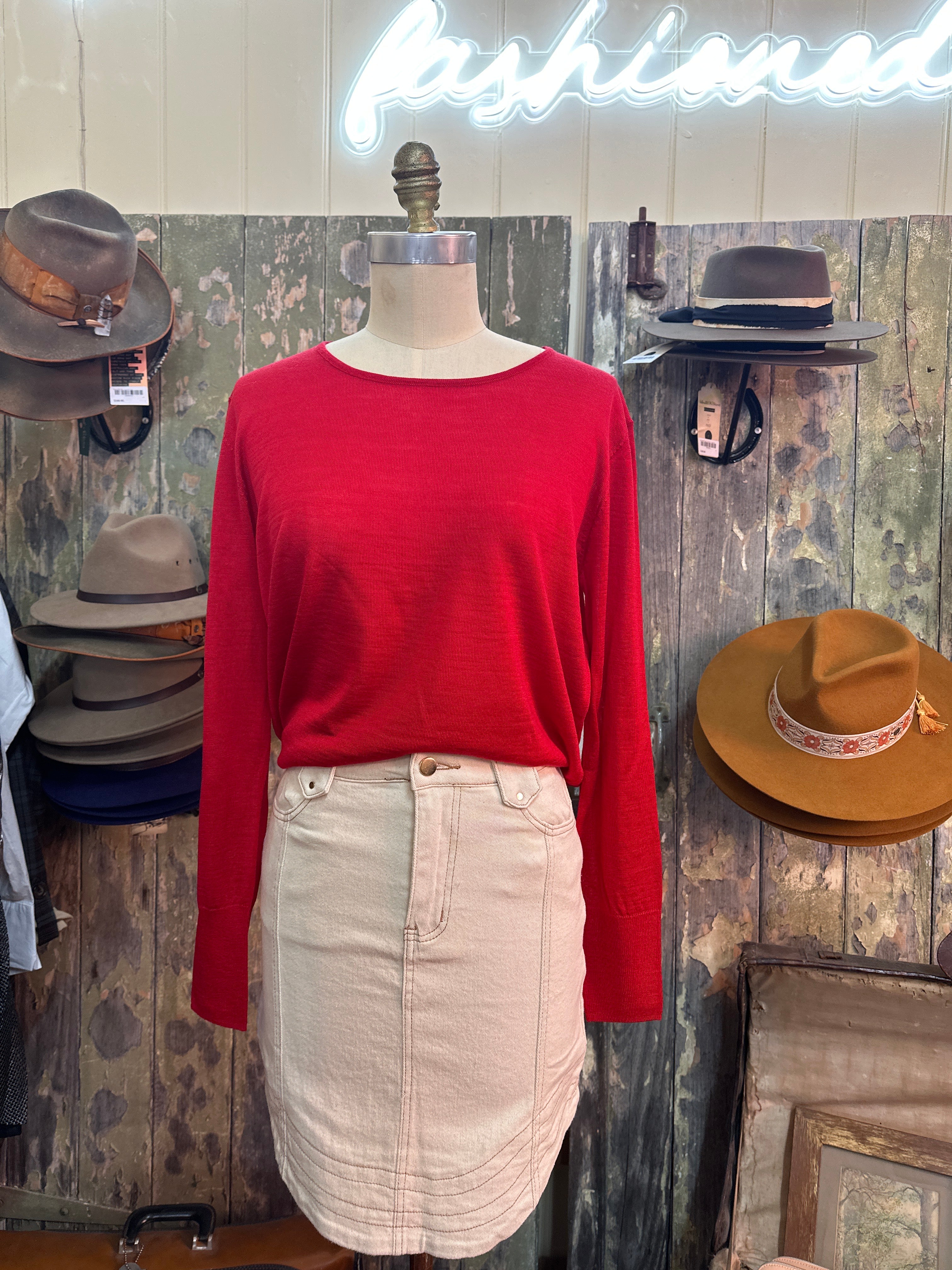 x 365 Days Ava Crew Wool Mix Basic Red