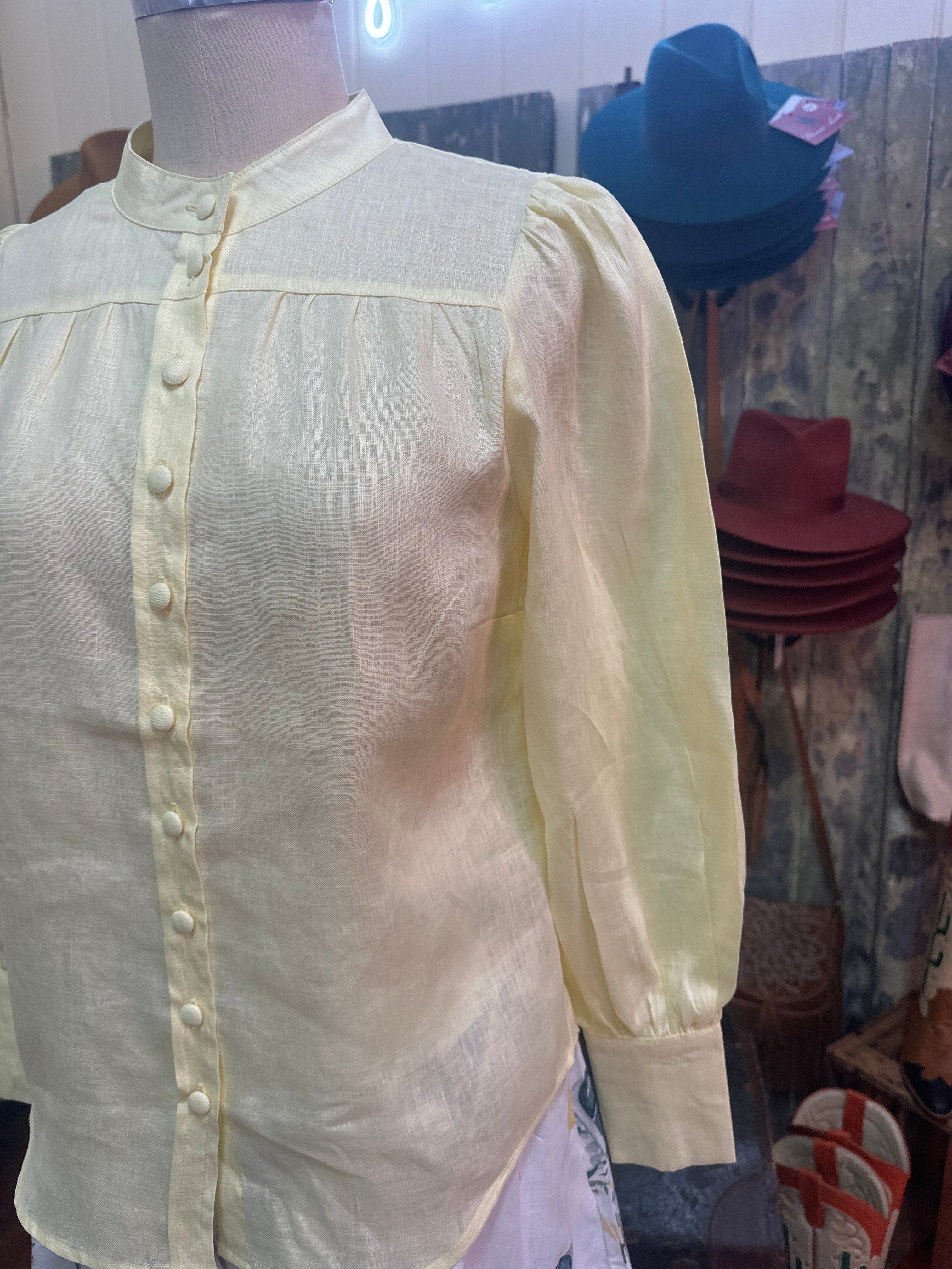 Fria Pure Linen Lemon Blouse