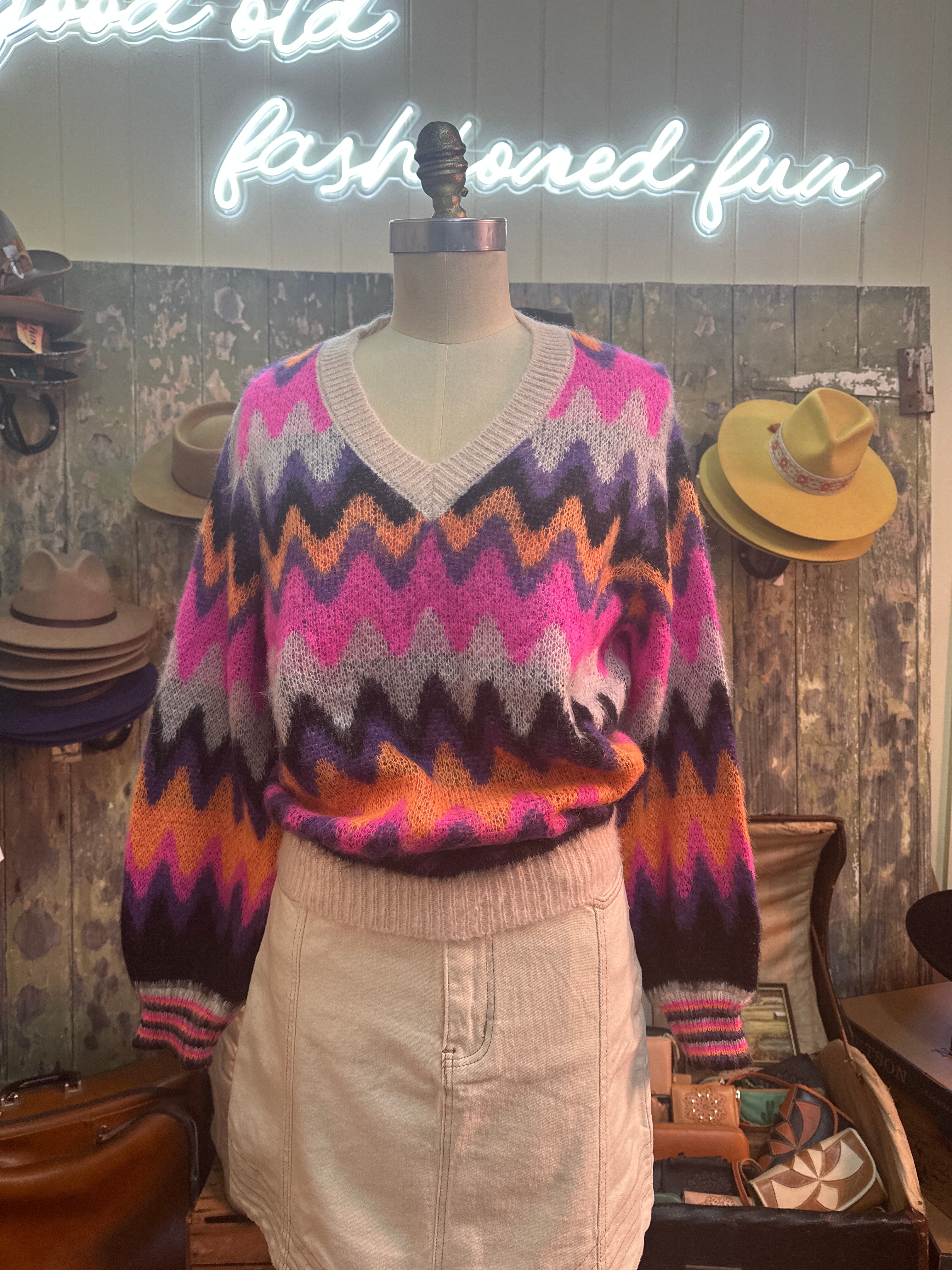 Italian Star Mohair Razz Knit Jumper ORANGE