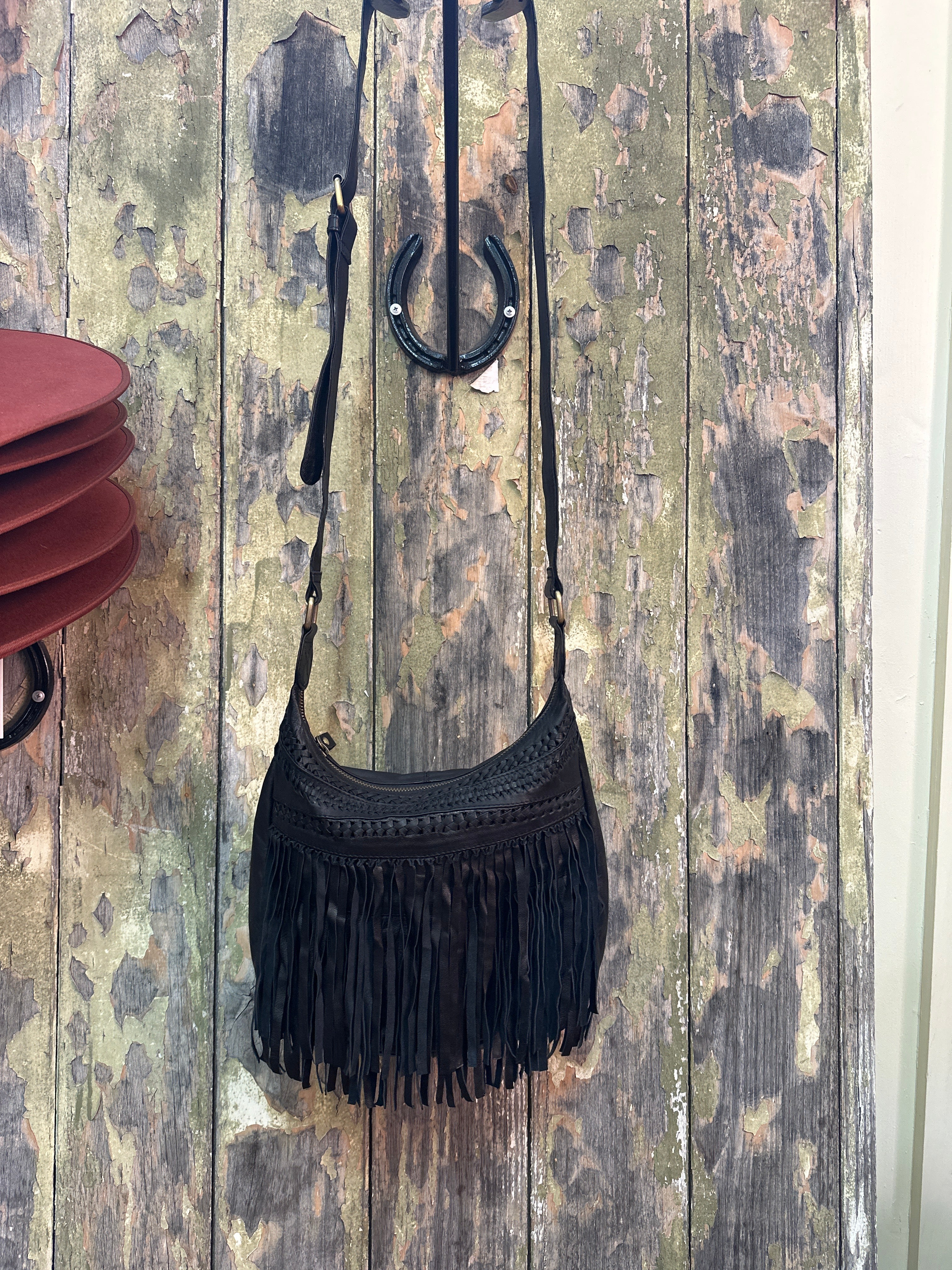 Urban Dust Calf Leather Fringe and Plaited Detail Bag.