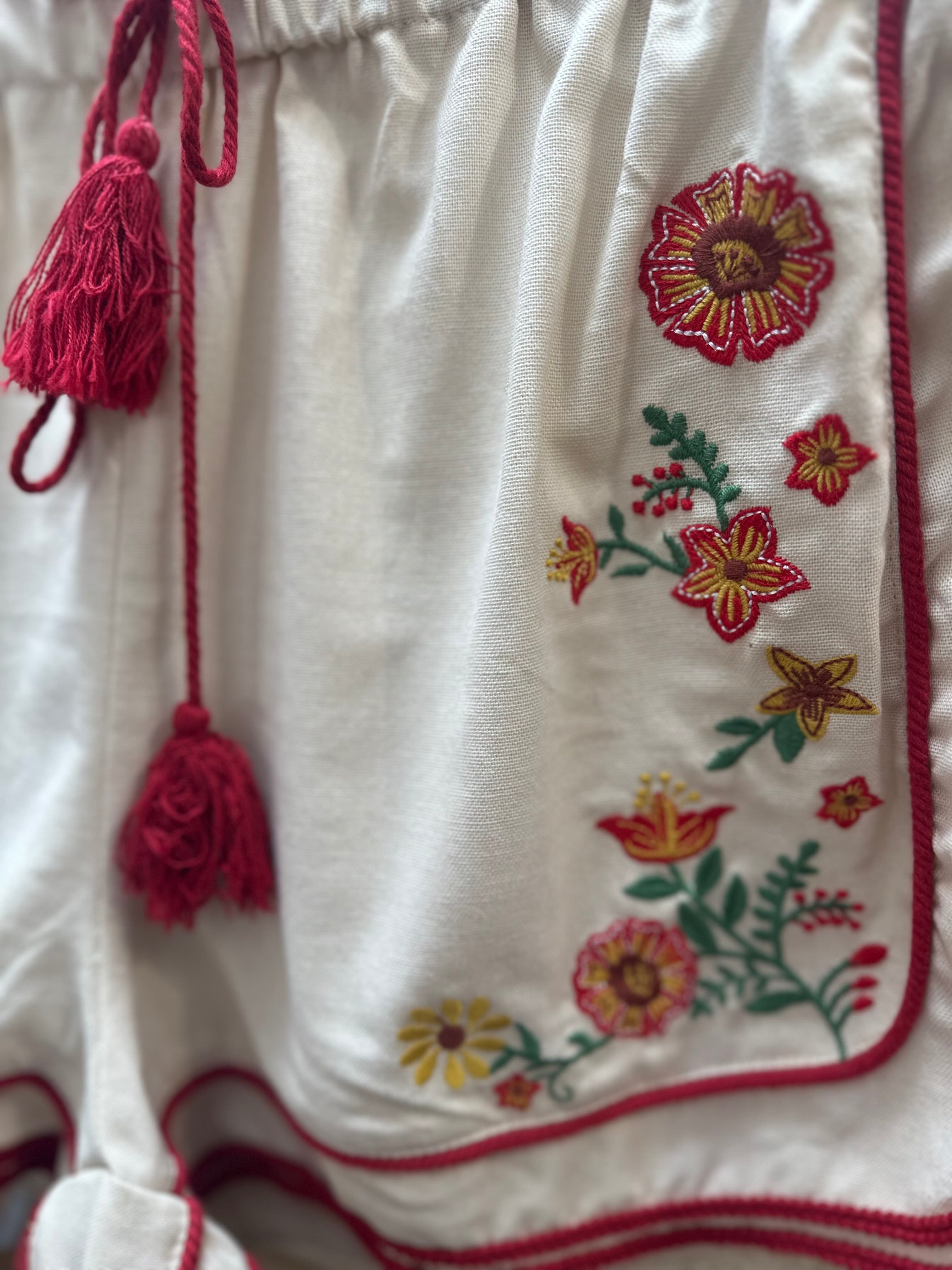 Aria Embroidered Linen Shorts