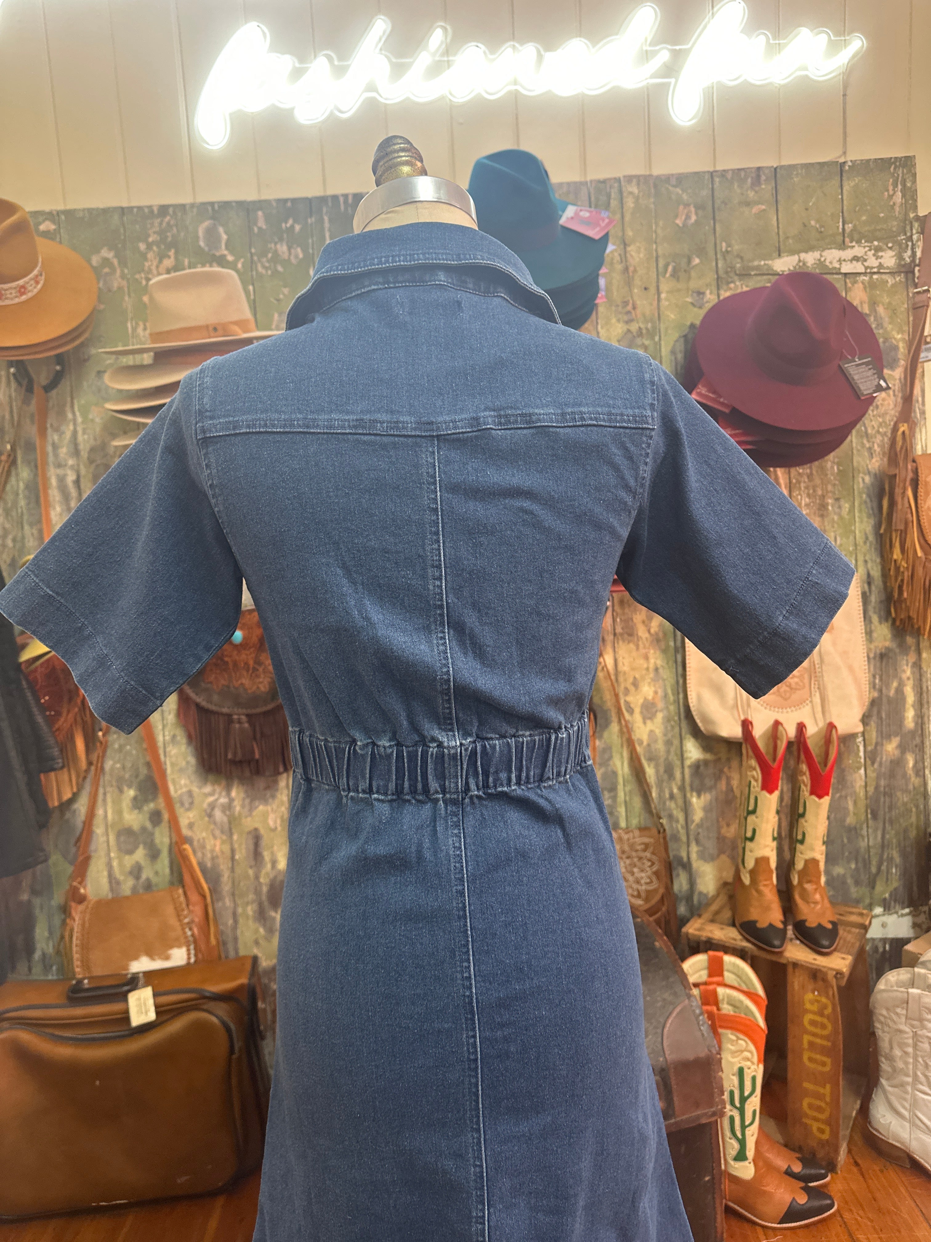Fria Maxi Fitted Denim Dress