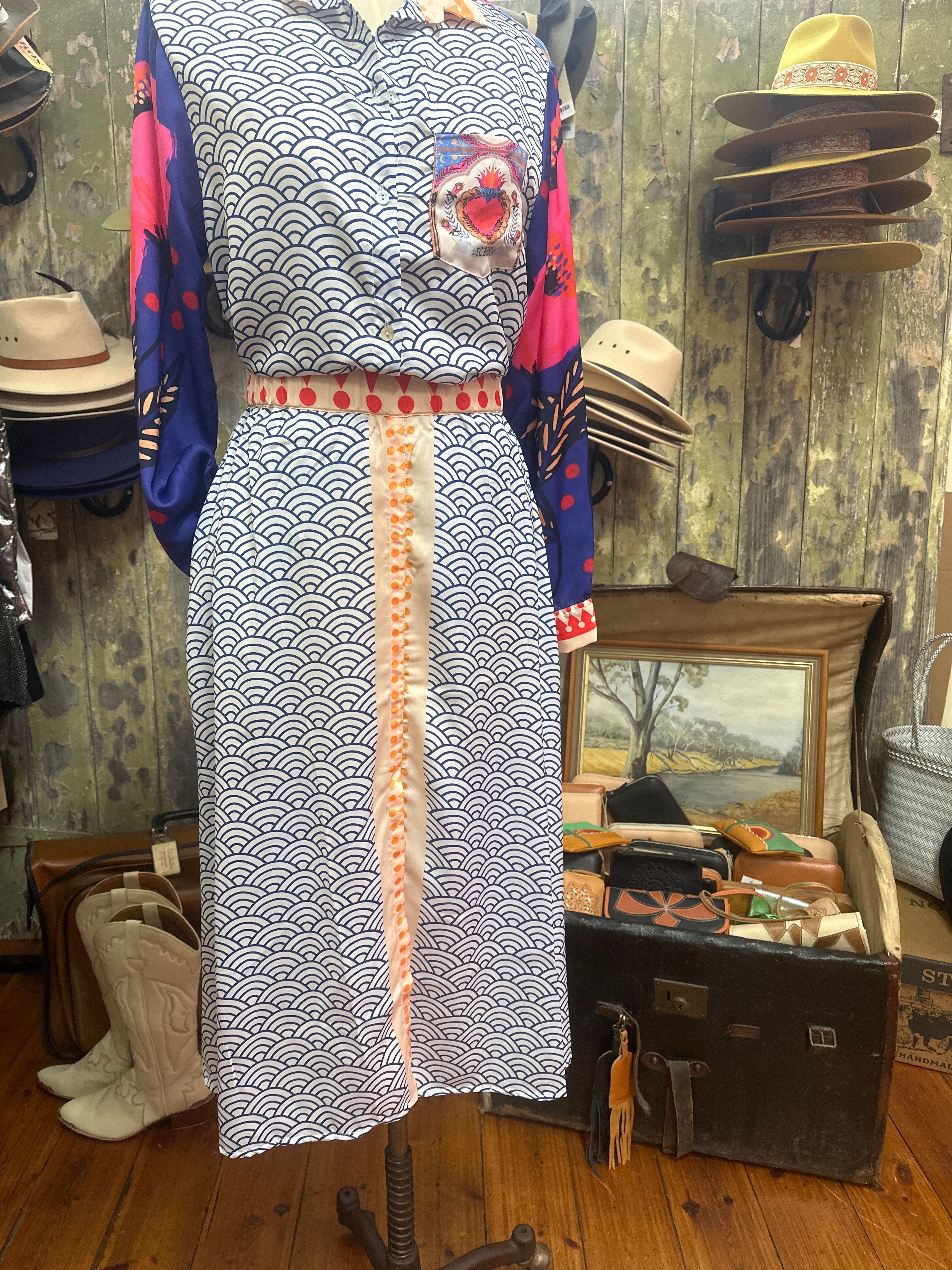 Italian Star Bleeding Heart Print Sulky Skirt