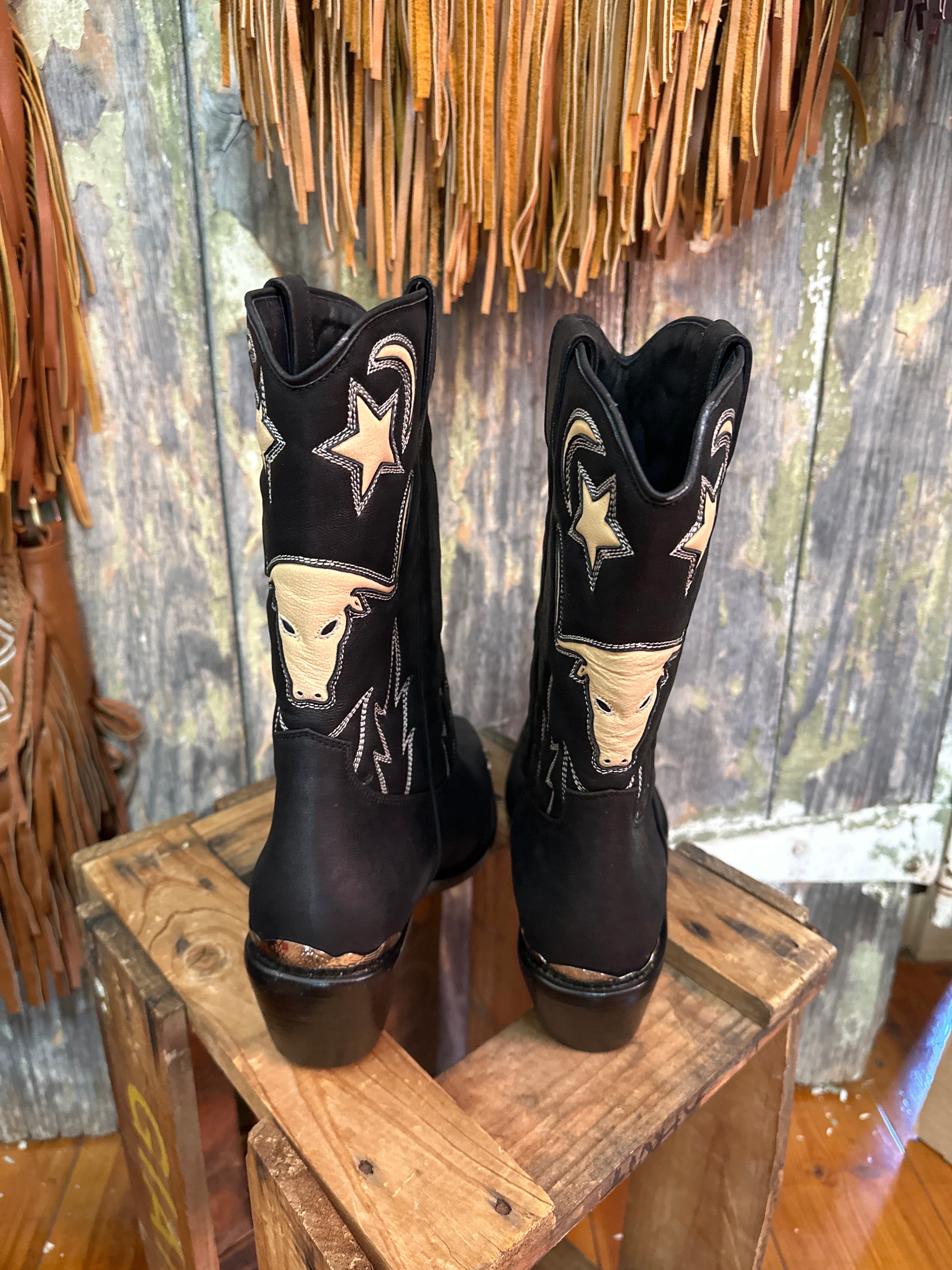 Longhorn & Star Cowgirl Boots