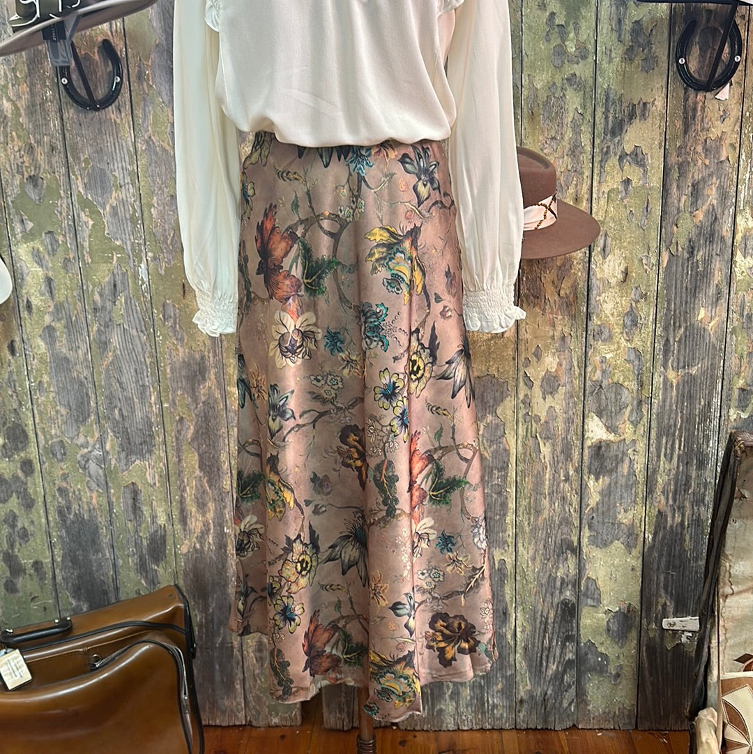 Love From Italy Enchanted Floral Skirt Taupe