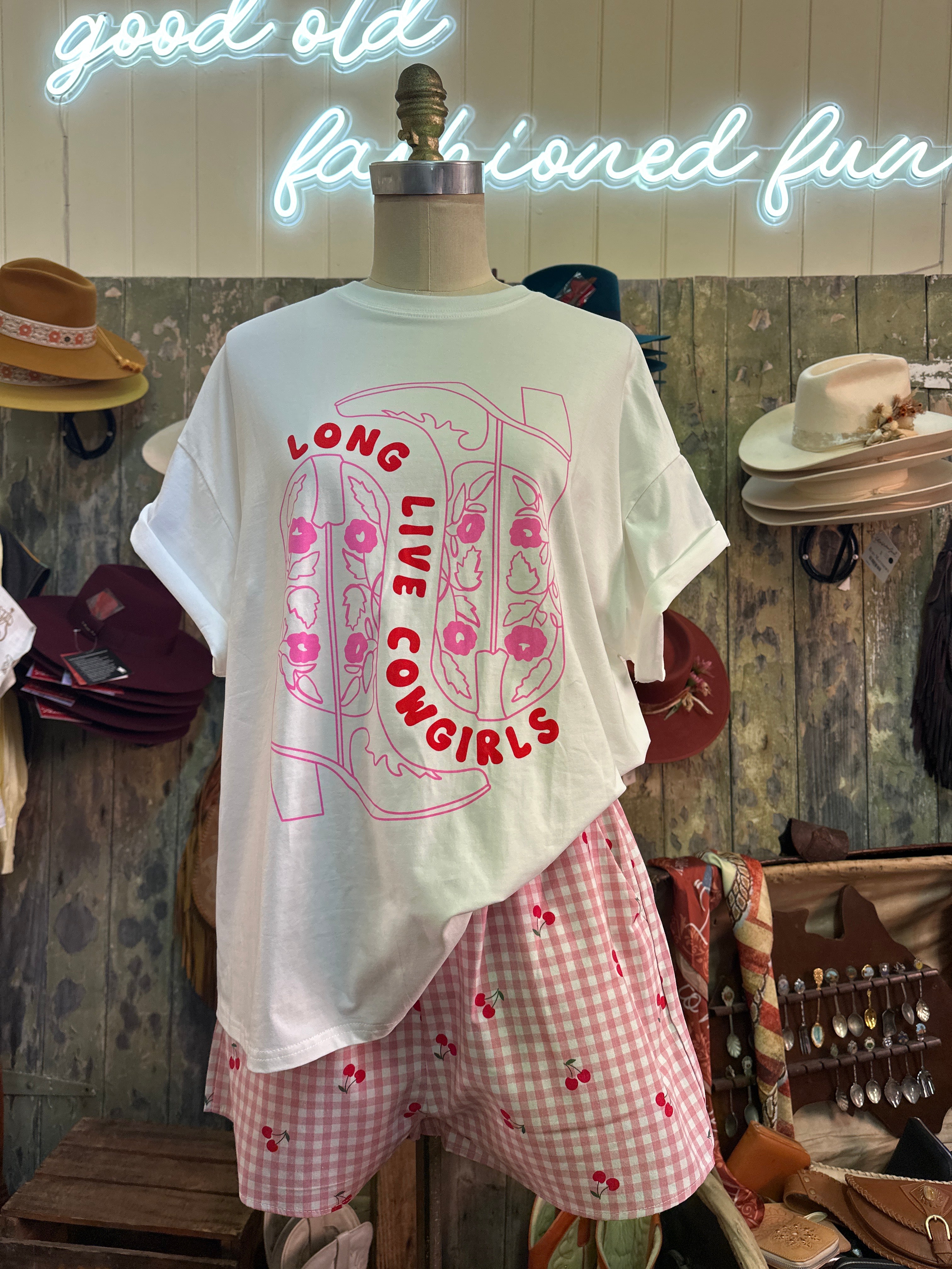 By Frankie Long Live Cowgirls Cherry T.Shirt