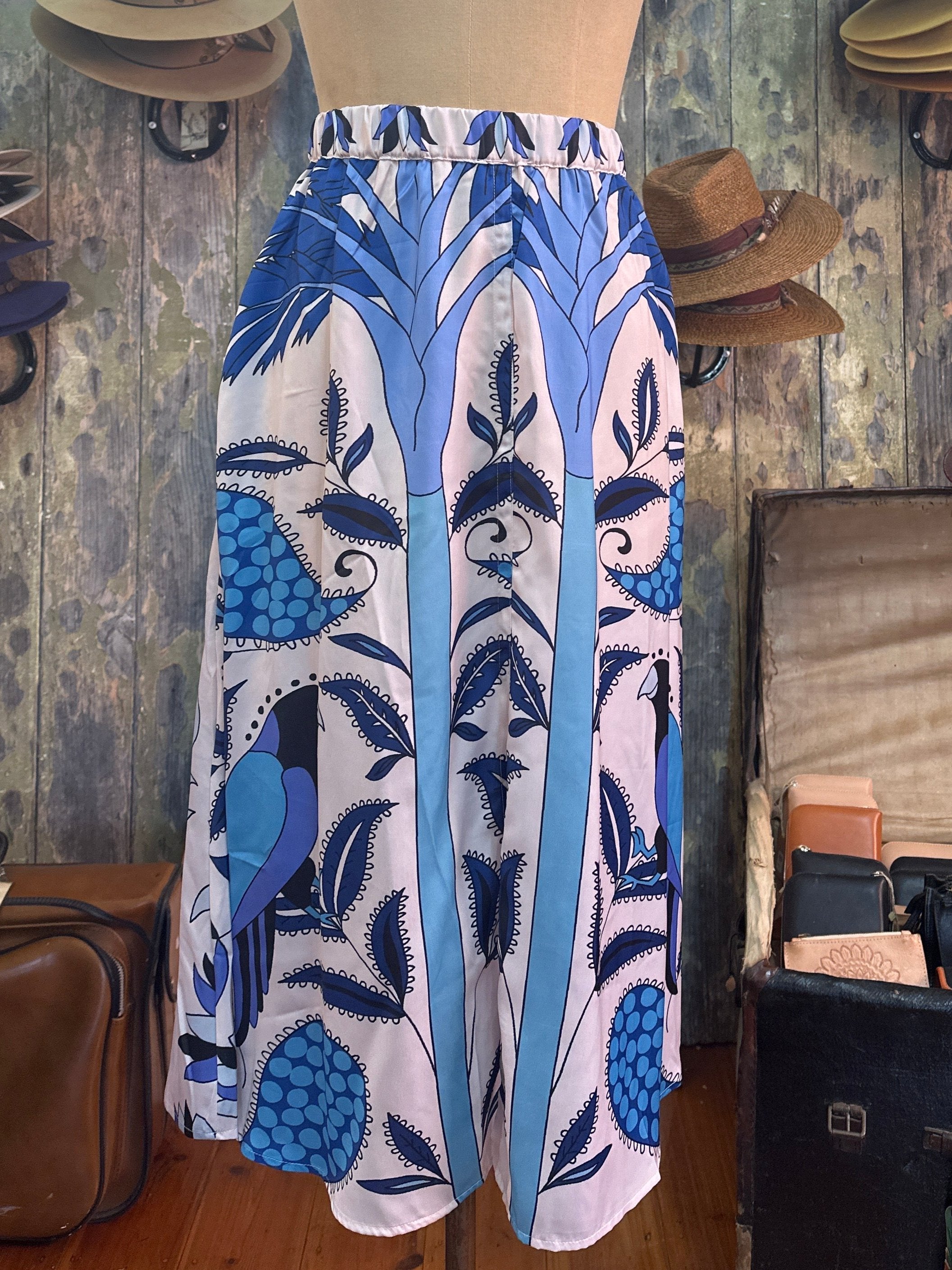 Italian Star Sulky Caribbean Parrot Blue Print Skirt
