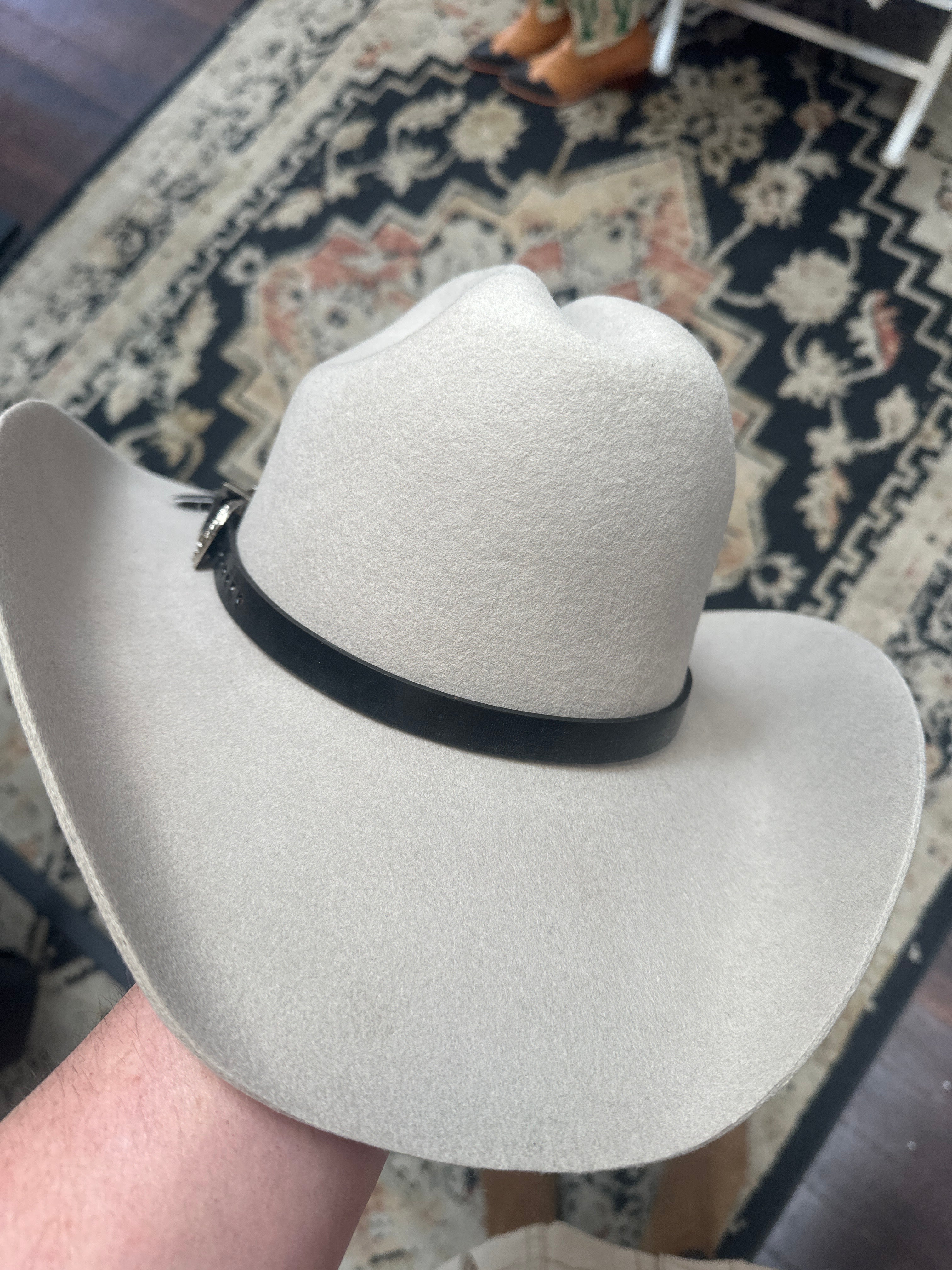 Black leather western cash hat band