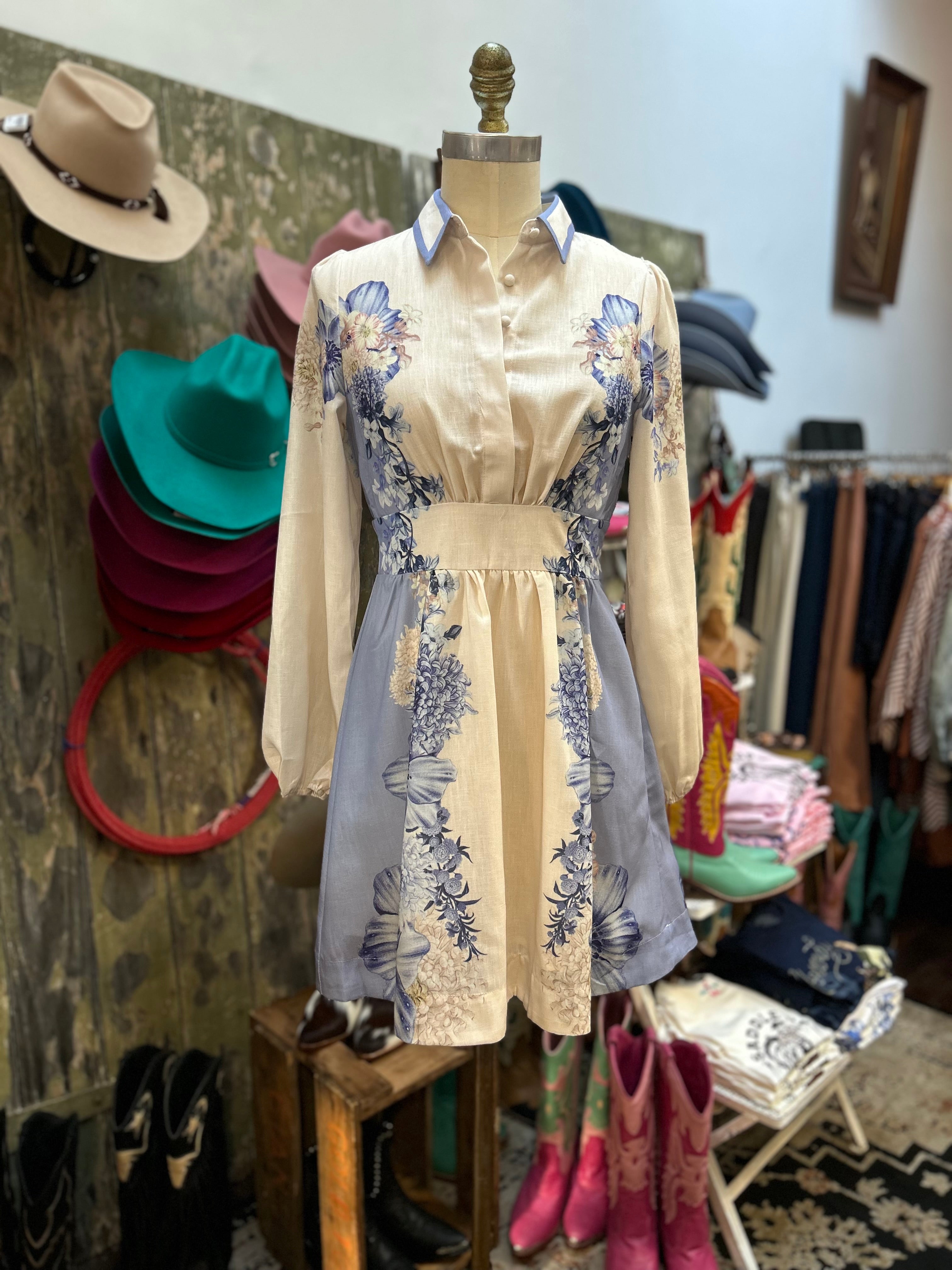 Love Stitch Blue Floral panel Dress