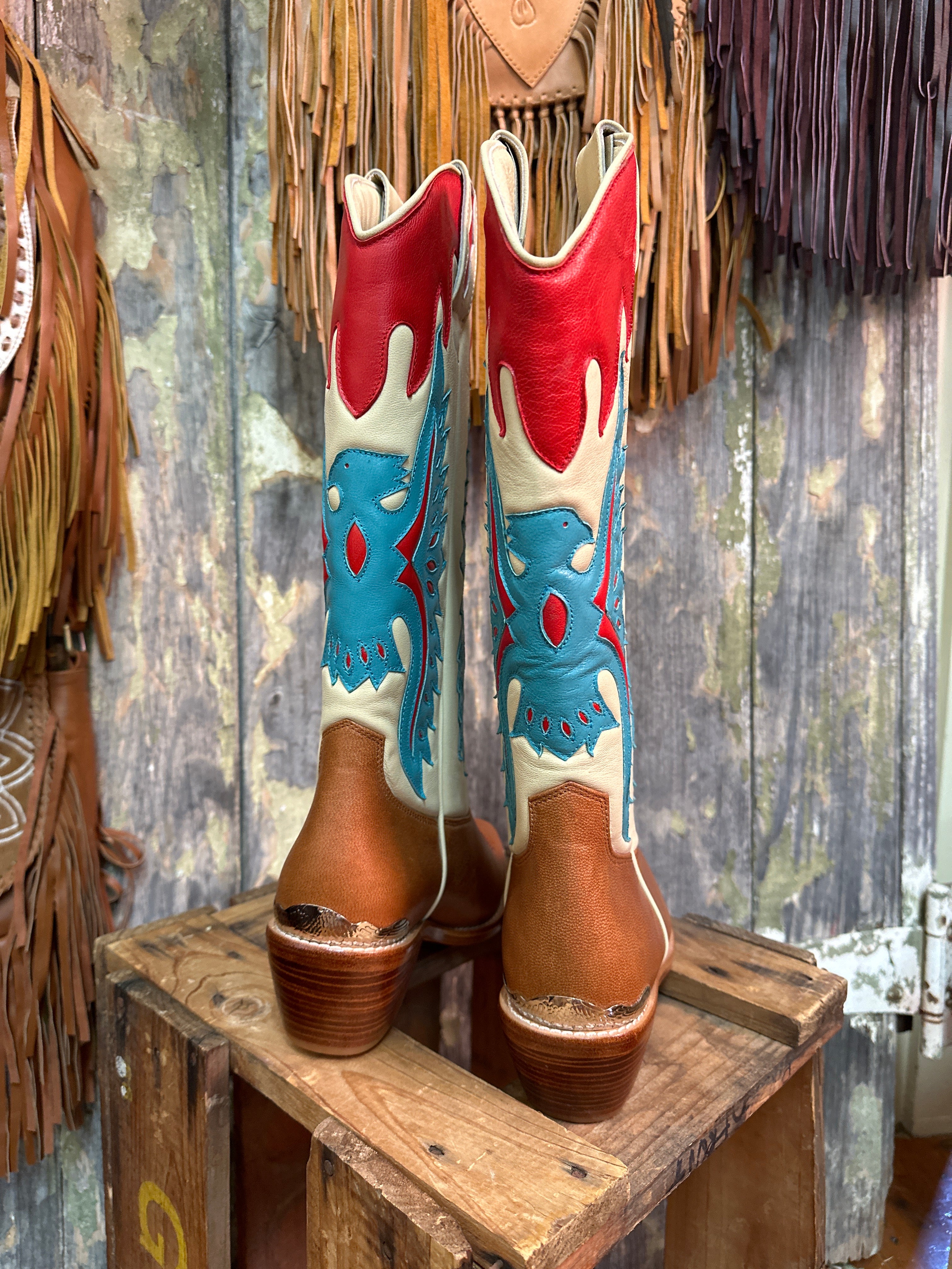 Eagle Tan Multi Coloured Cowgirl Boots