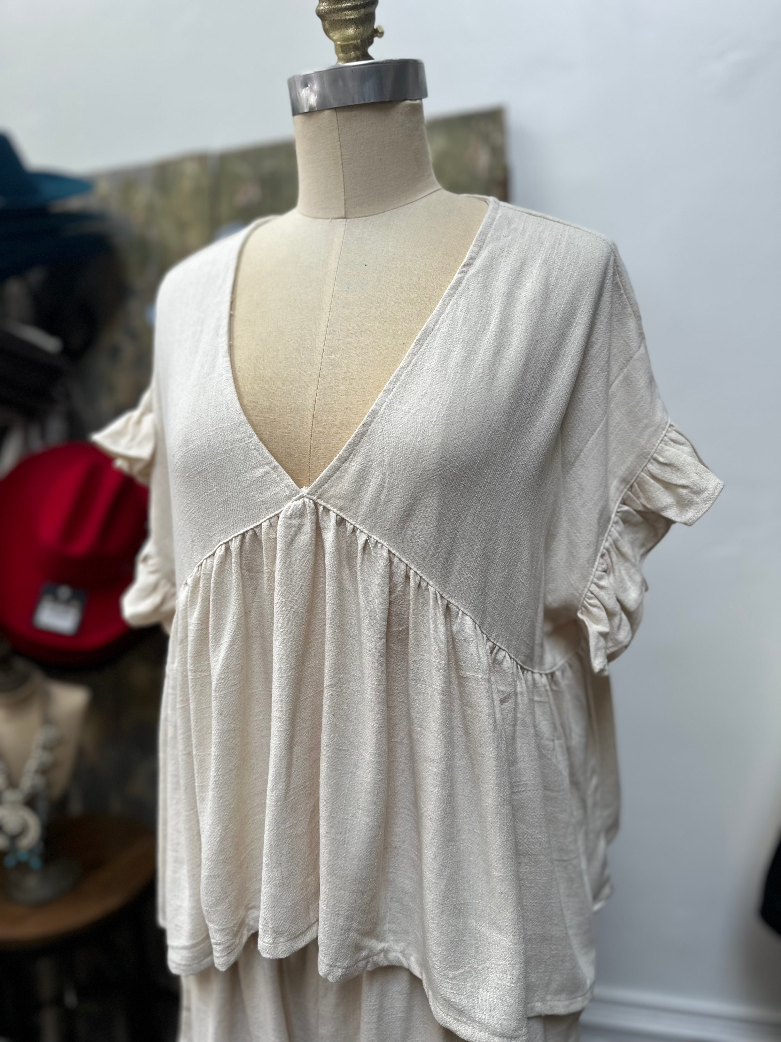 Frill sleeve linen set