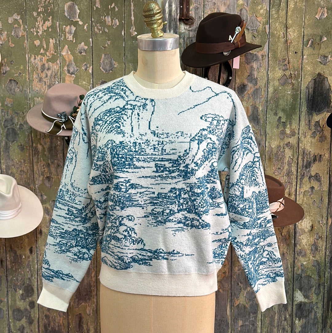 Your Closet’s Happy Hour Landscape Pattern Jumper