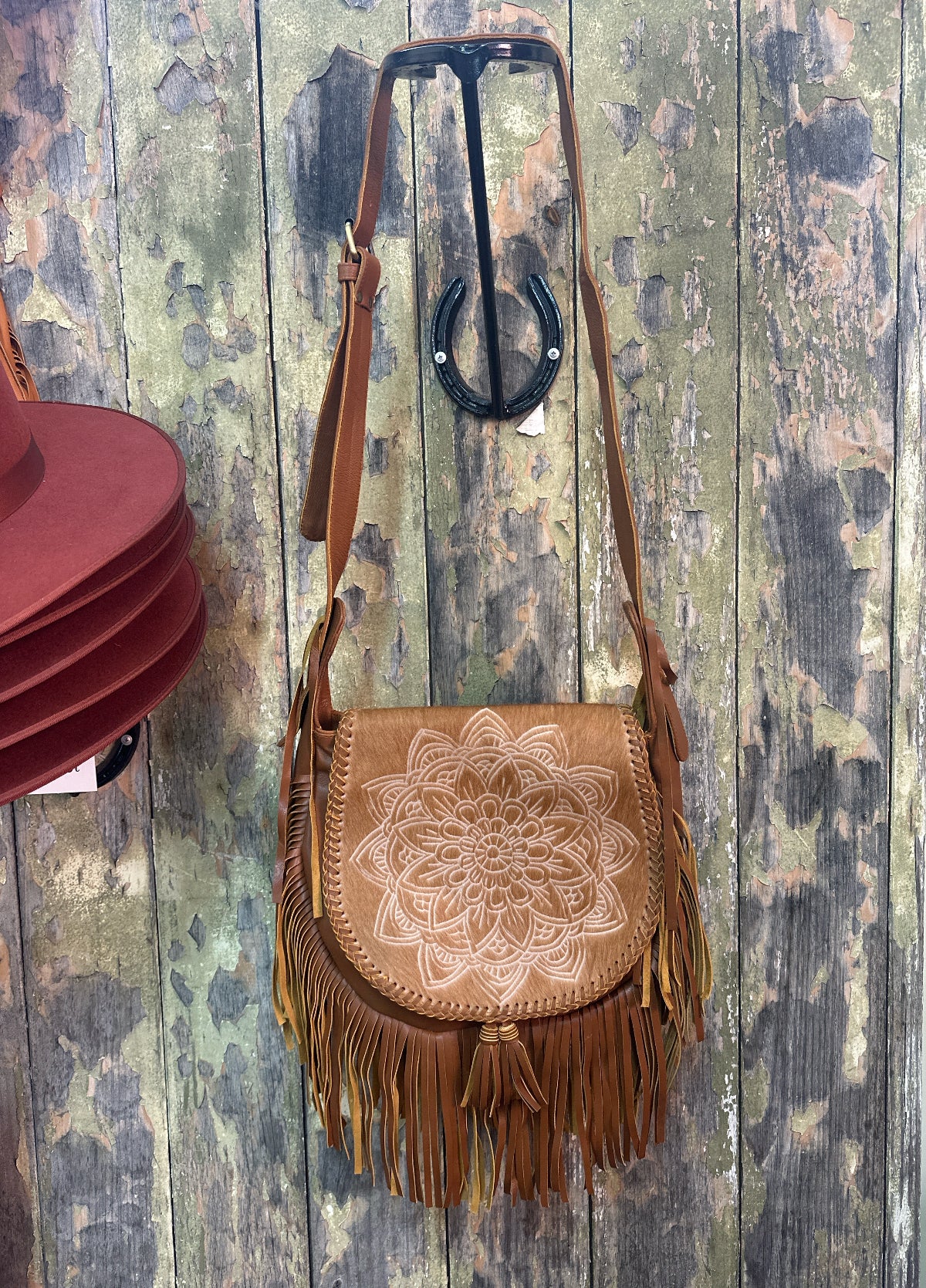 Urban Dust Mandala Carved Cow Skin Bag (Large)