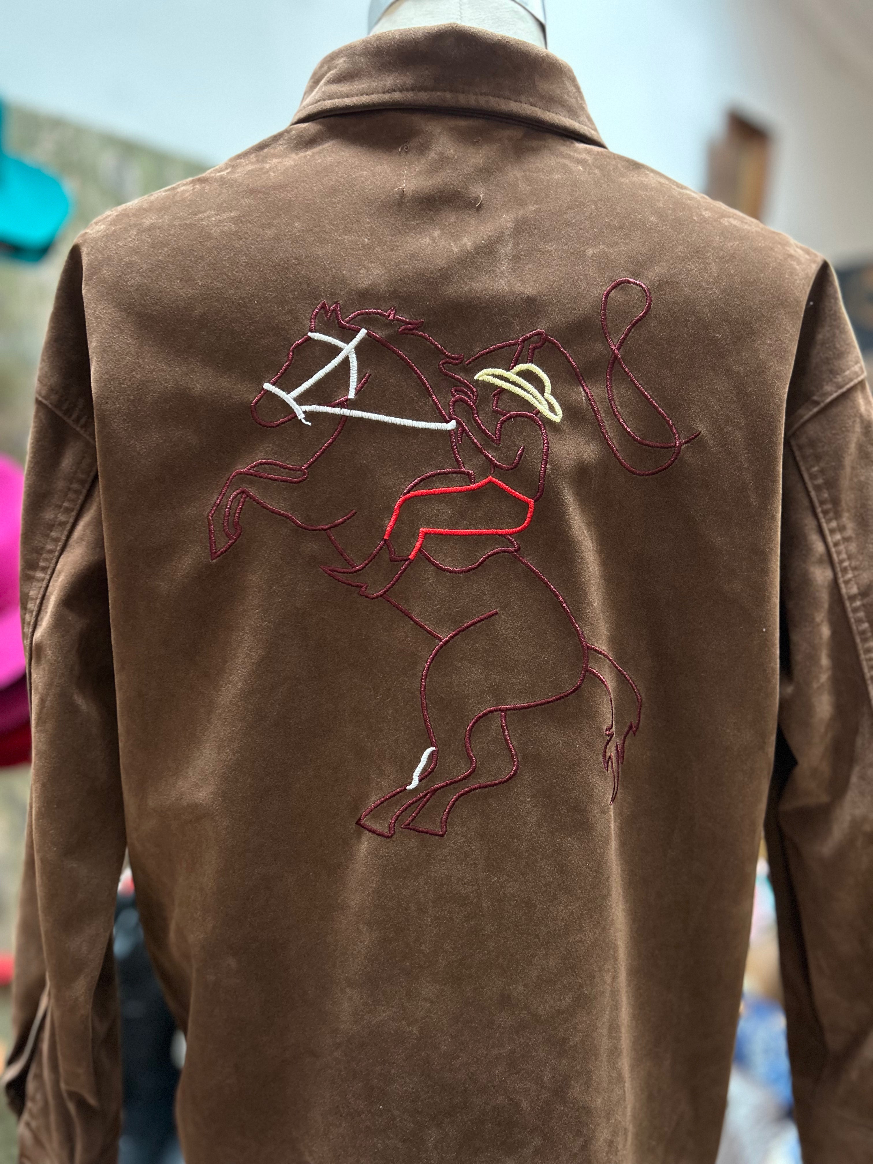 By Frankie Faux Choc Suede Embroided Cowboy Shacket