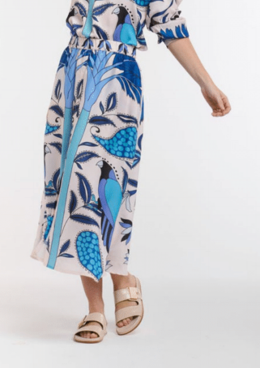 Italian Star Sulky Caribbean Parrot Blue Print Skirt