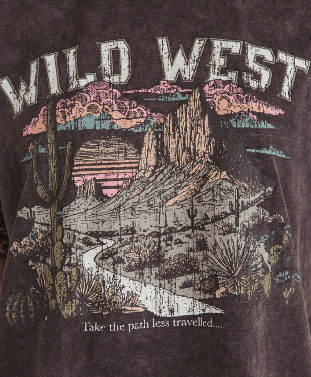 Paper Hearts Vintage Wash Wild West Star Sleeve T.Shirt