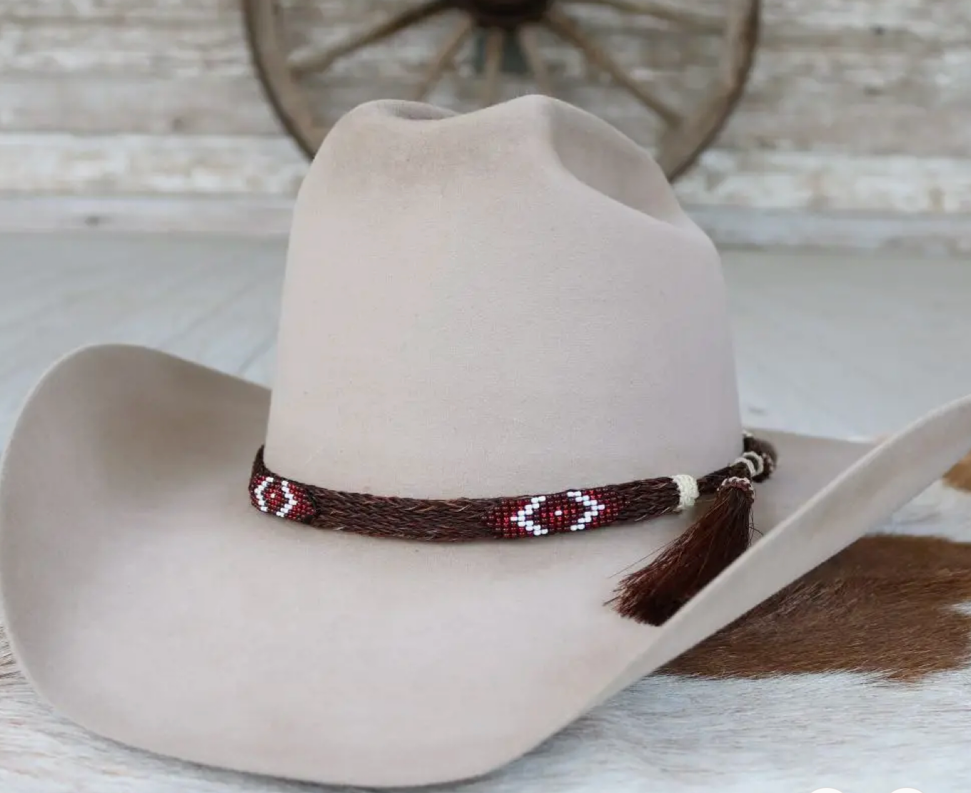 Willow Lane Red Raon Horsehair Beaded Hat Band