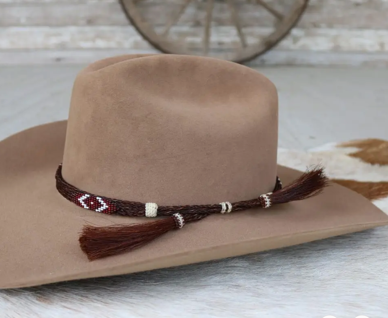 Willow Lane Red Raon Horsehair Beaded Hat Band