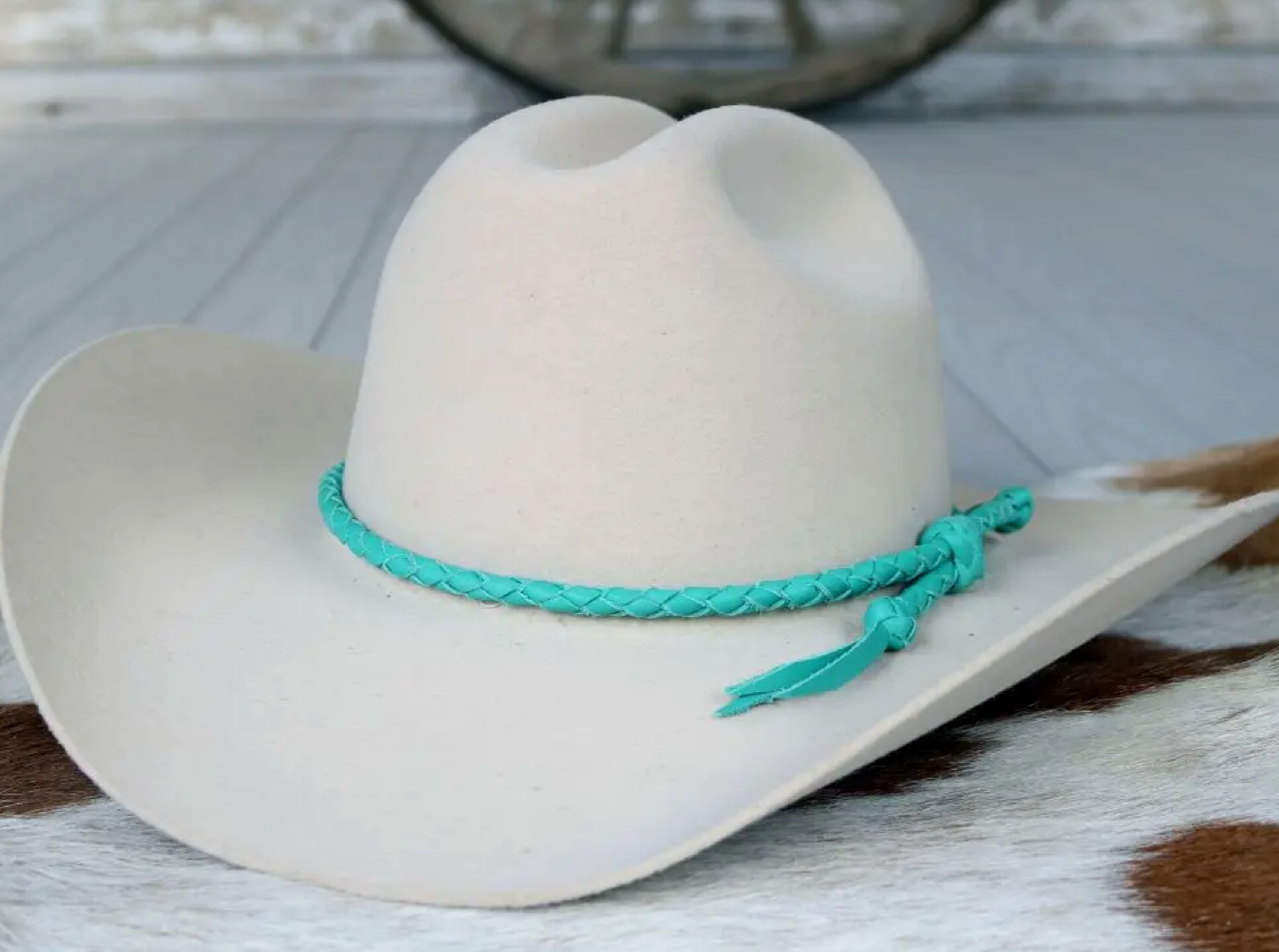 Willow Lane Turquoise Braided Leather Hat Band