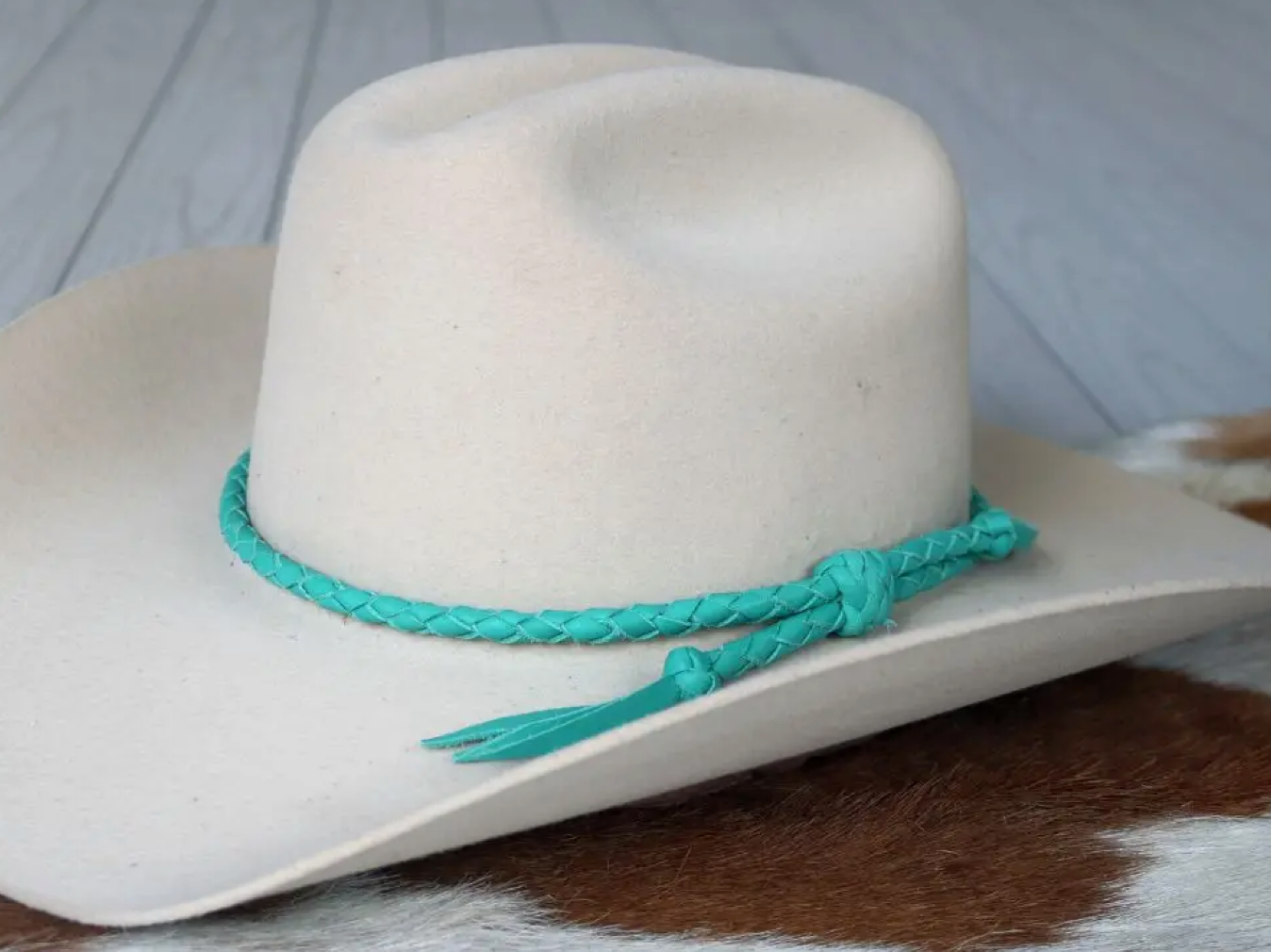 Willow Lane Turquoise Braided Leather Hat Band
