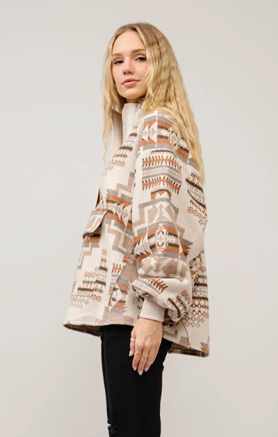 Blue B. Aztec Jaquard Mock Neck Pullover