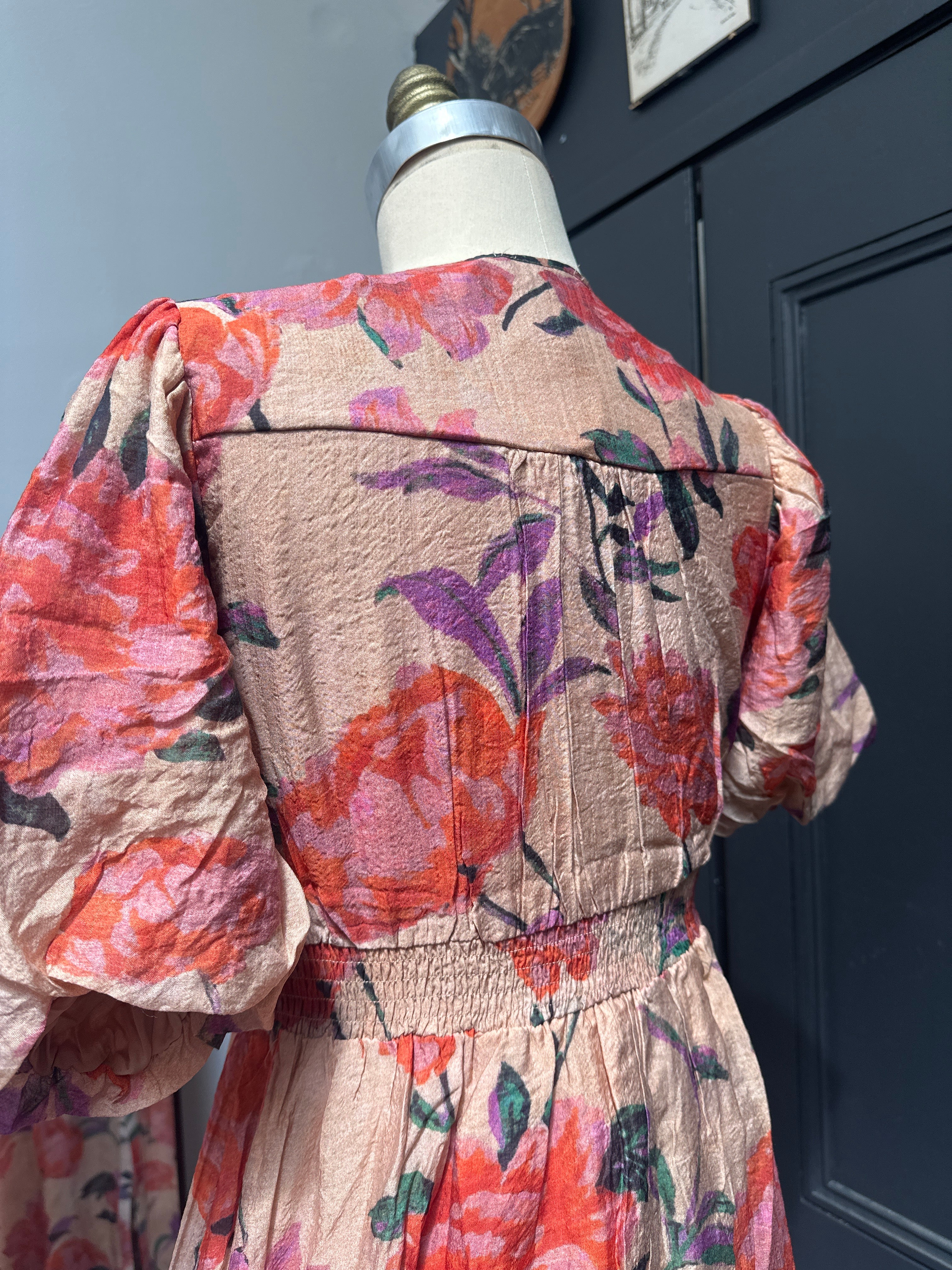 Fria Blossoming Floral Button Thru Middi Dress