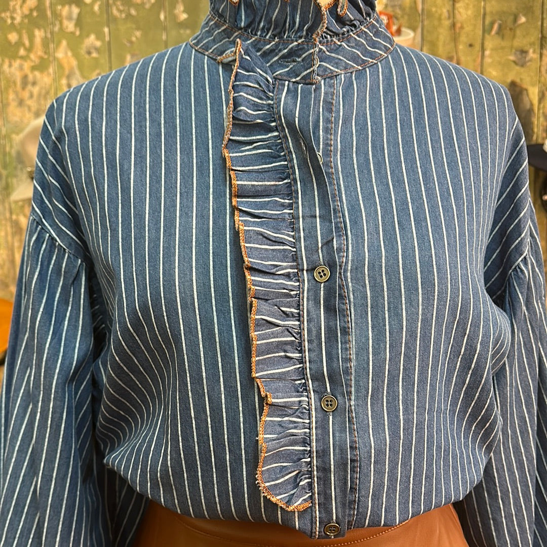 Urban Luxury Striped Fringe Detail Shirt