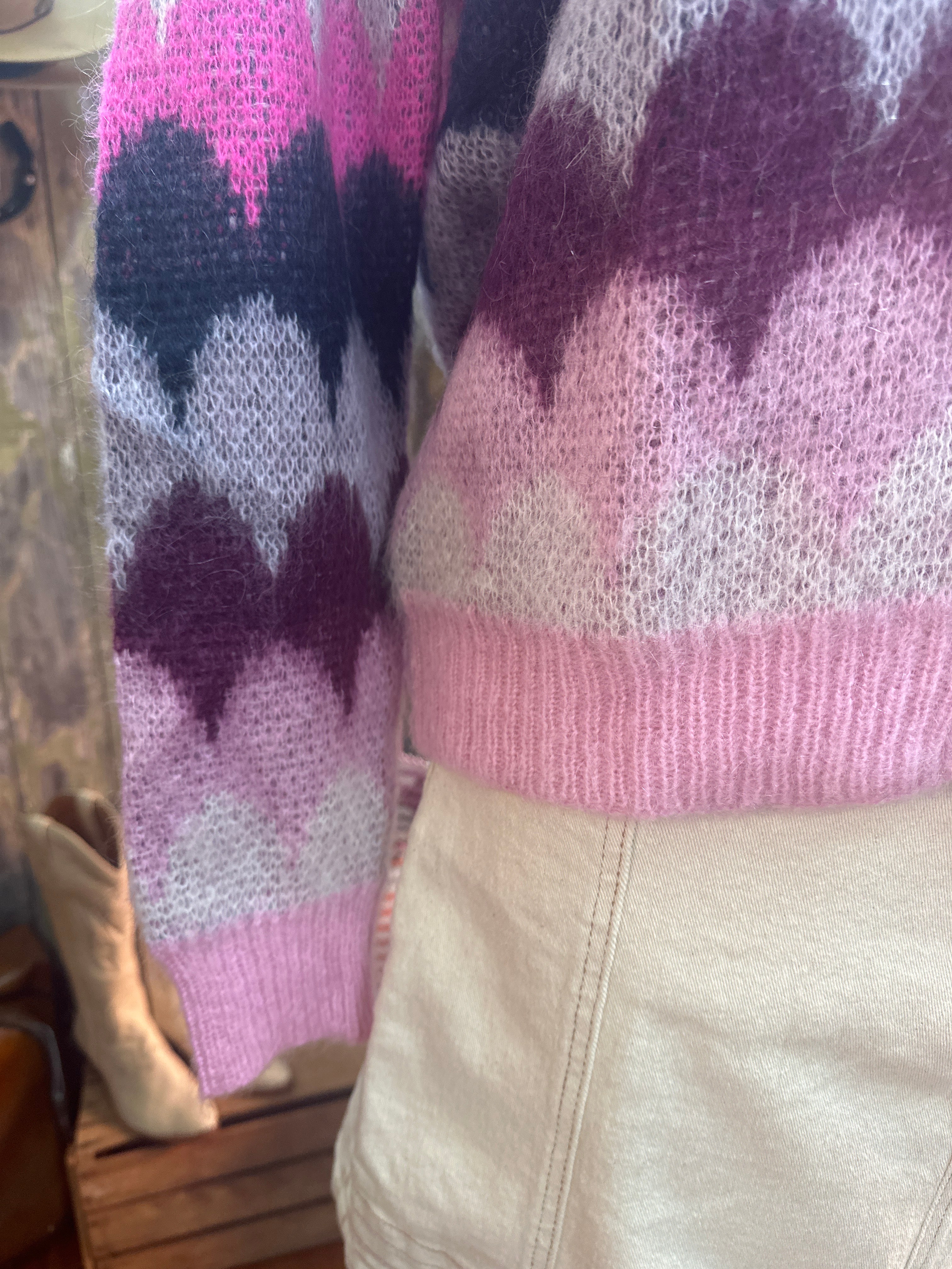 Italian Star Mohair Razz Knit Cardigan Lilac