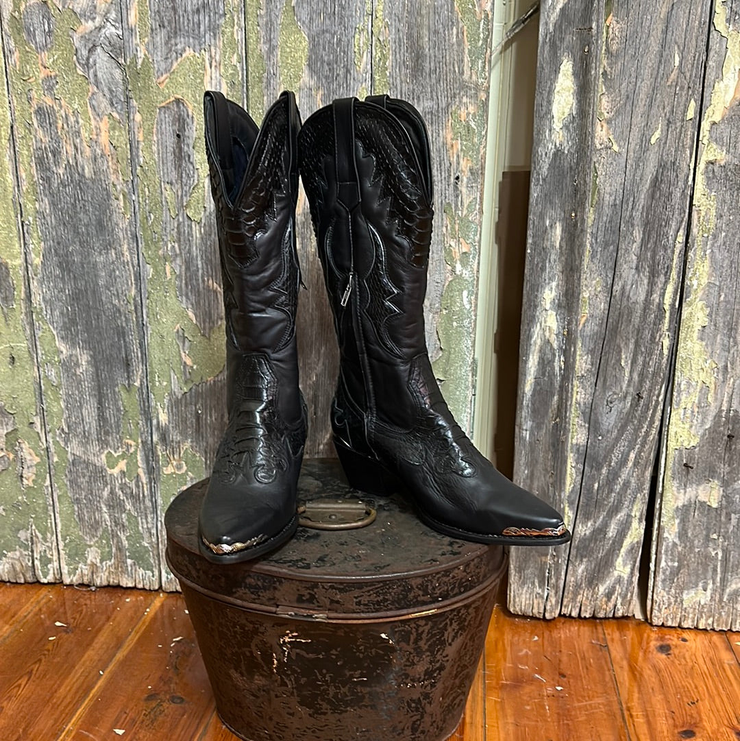 Python skin knee high cowgirl boots